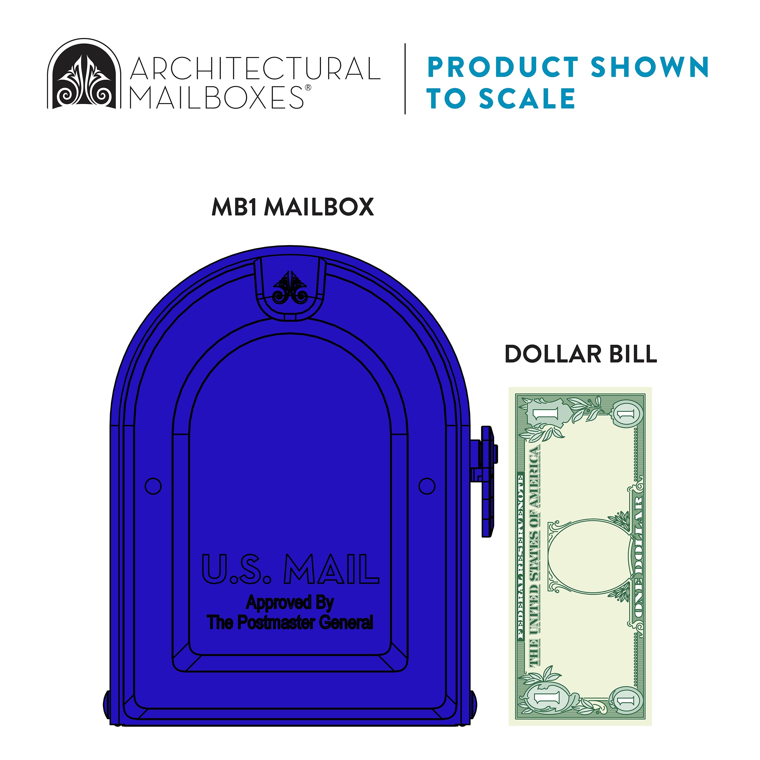 Architectural Mailboxes Post Mount Blue Metal Standard Mailbox in 