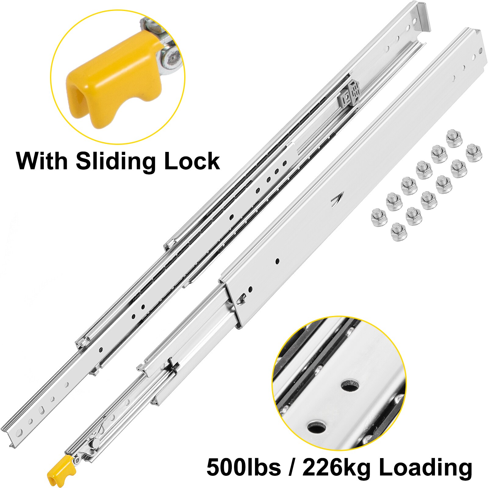 VEVOR 32-in Full extension Side Mount Ball bearing 332-lb Load Capacity Heavy Duty Silver Drawer Slide 1 -Pair #CTDG32YC500B00001V0