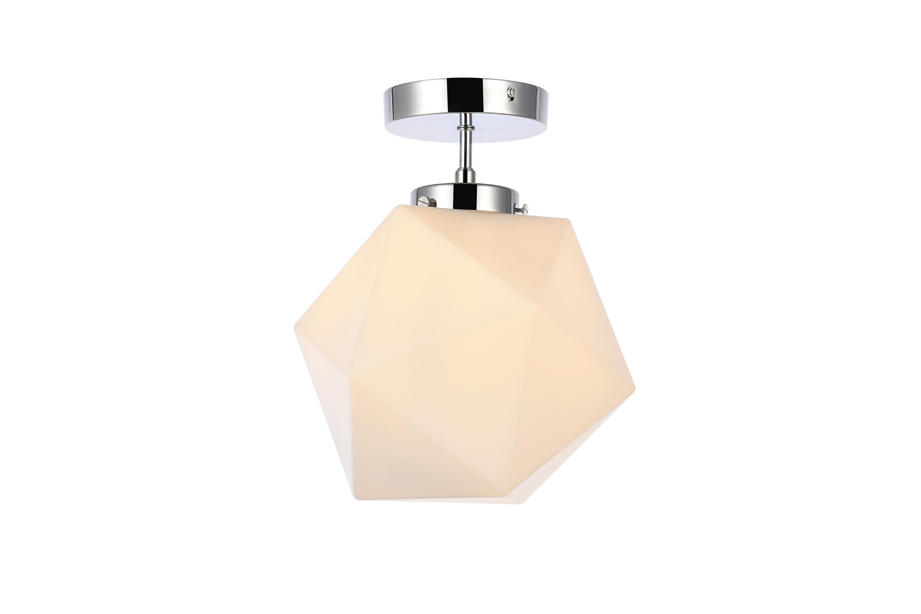 Lawrence Chrome and White Glass 1-Light Flush Mount