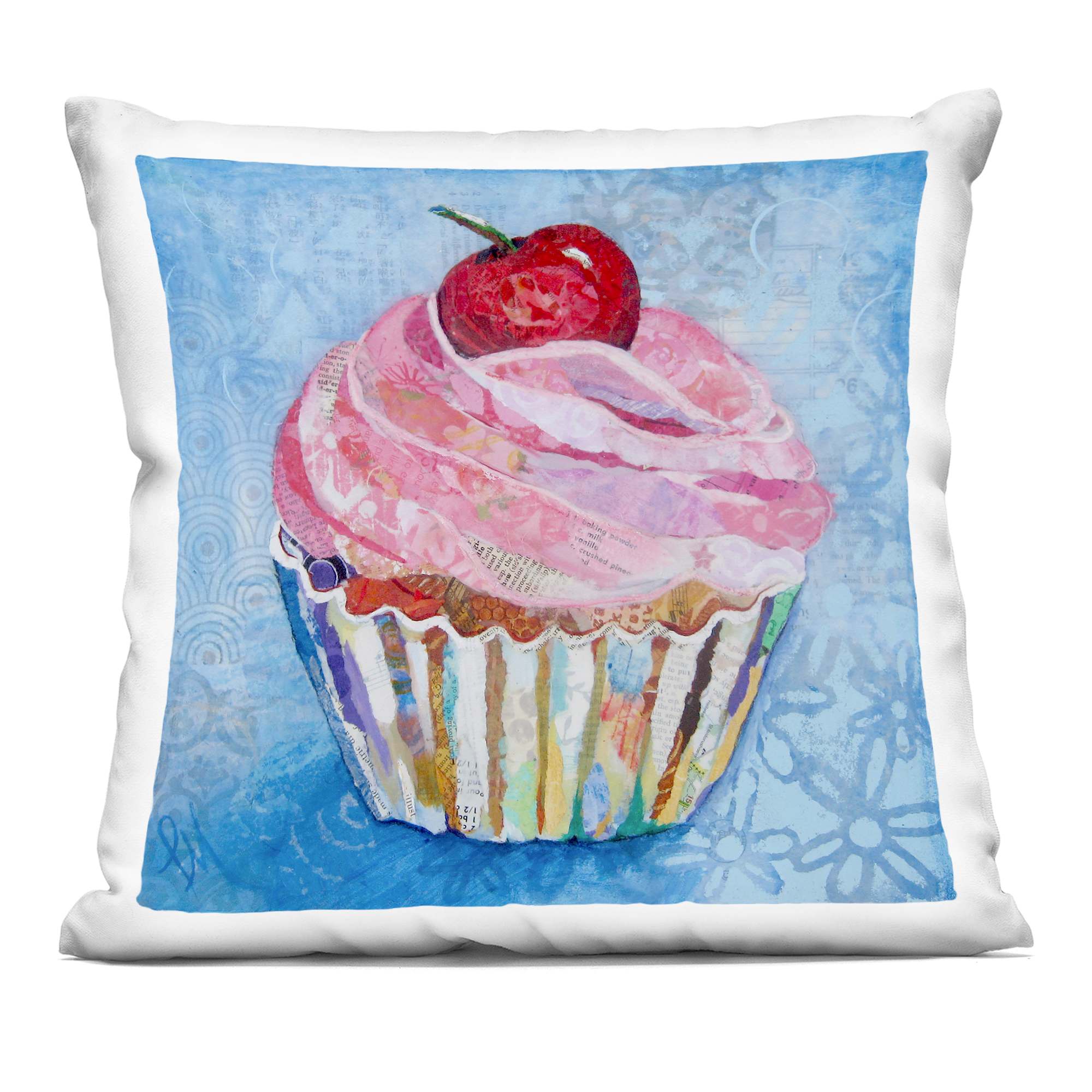Stupell Industries PLQ-318-SQW-18X18 Collage Patterned Cupcake Decorative Printed Throw Pillow design by Lisa Morales 18 x 18