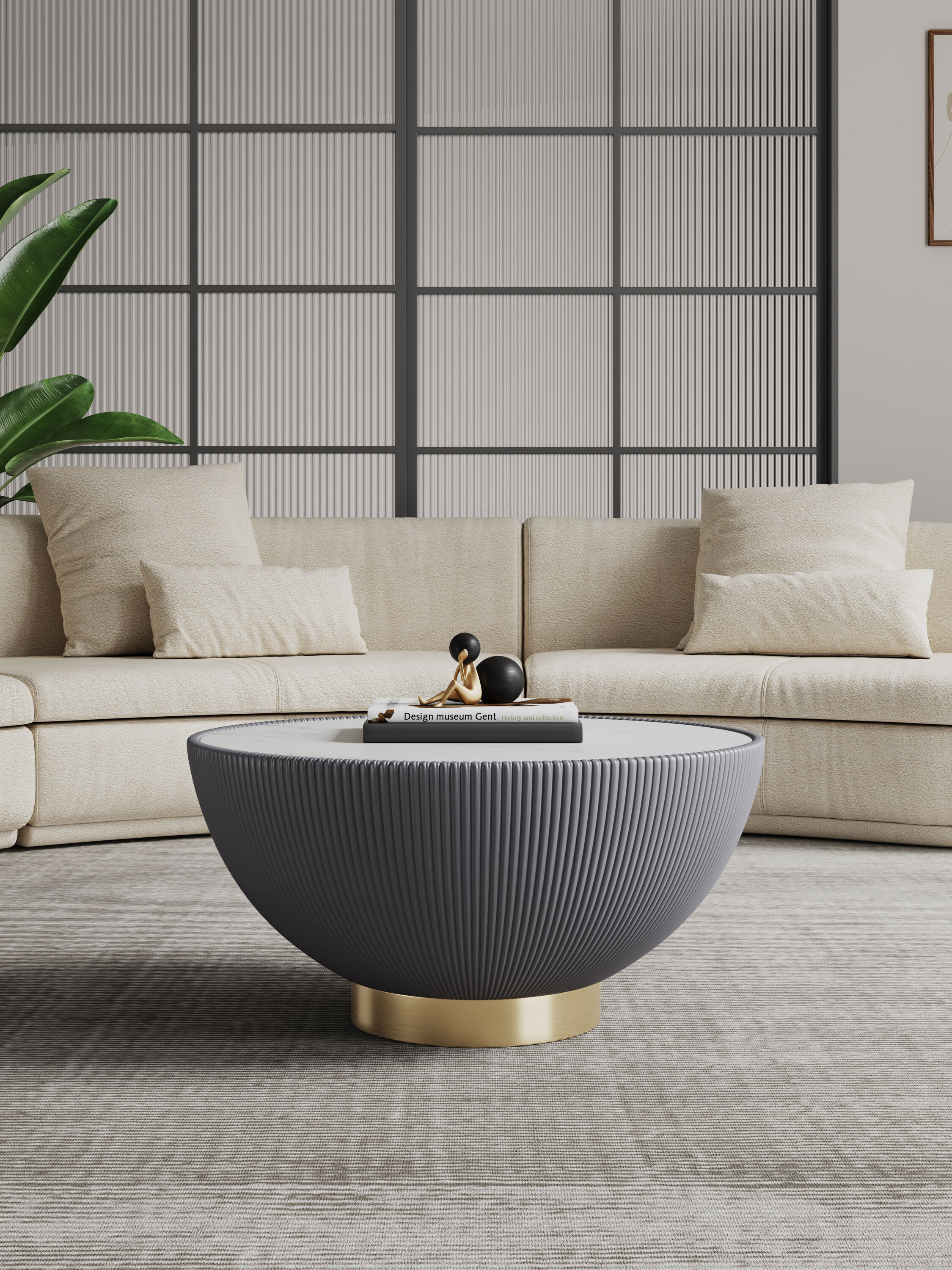 Manhattan Comfort CT012-GY Marble Granite/Marble Modern Coffee Table