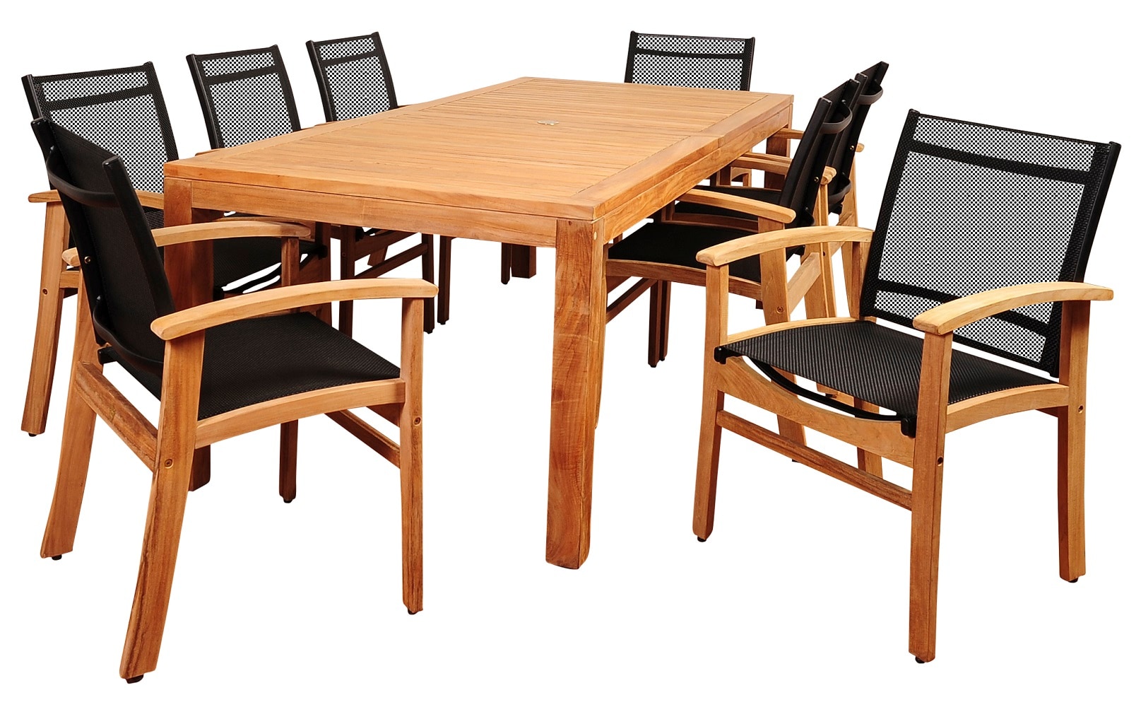 Envelor EN-IH-TER9PC Amazonia 9 -Piece Brown Patio Dining Set Wood Rectangle Table with 8 Stationary Chairs