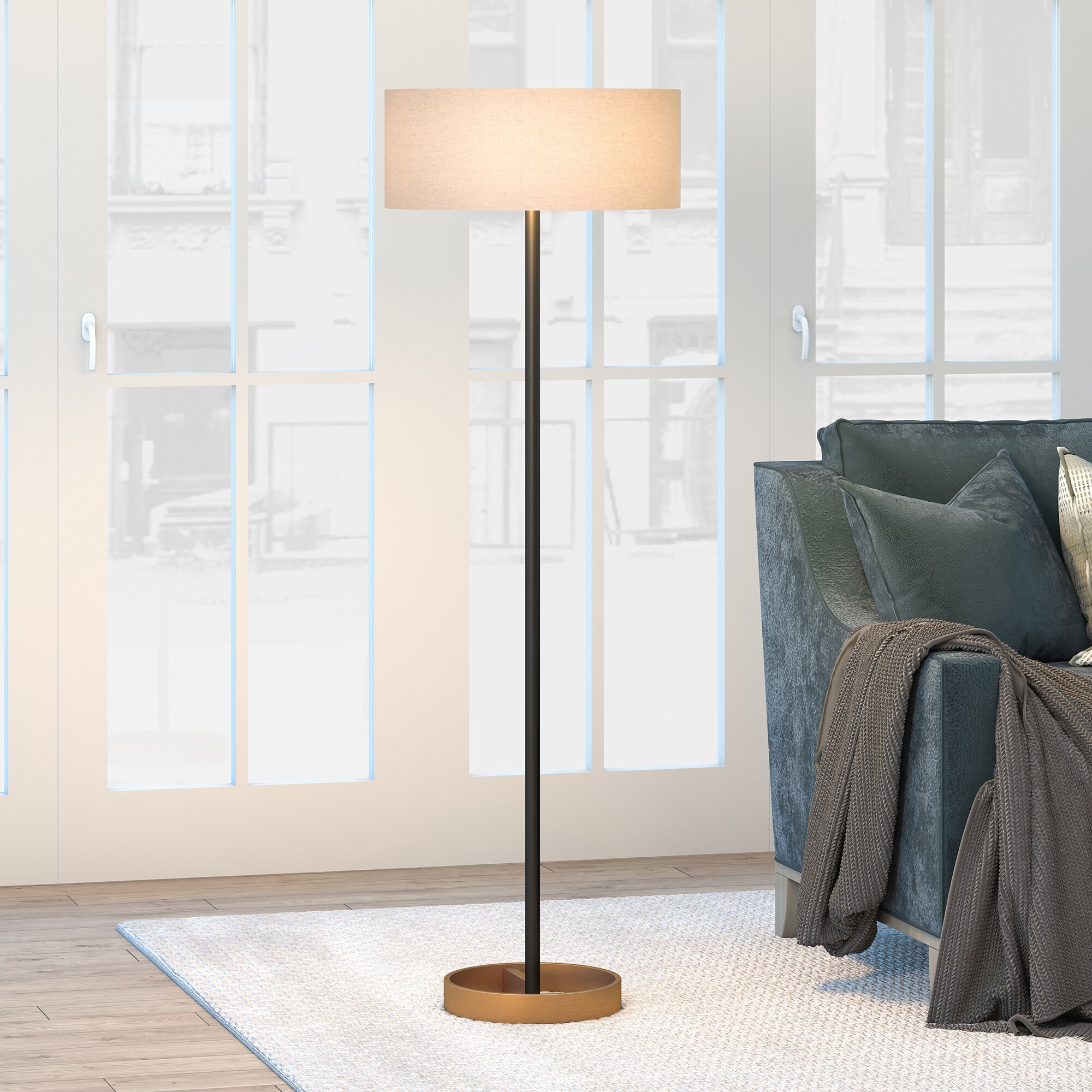 Hailey Home Estella 62-in Matte Black/Brass Floor Lamp in the Floor ...