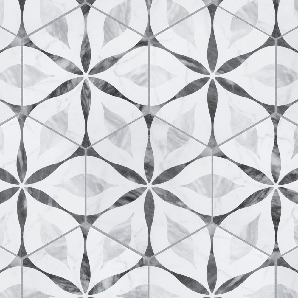Affinity Tile FEQ8BXF Classico Bardiglio Hex Flower 7-in x 8-in Satin Porcelain Hexagon Standard Floor and Wall Tile ( 7.5-sq ft Carton