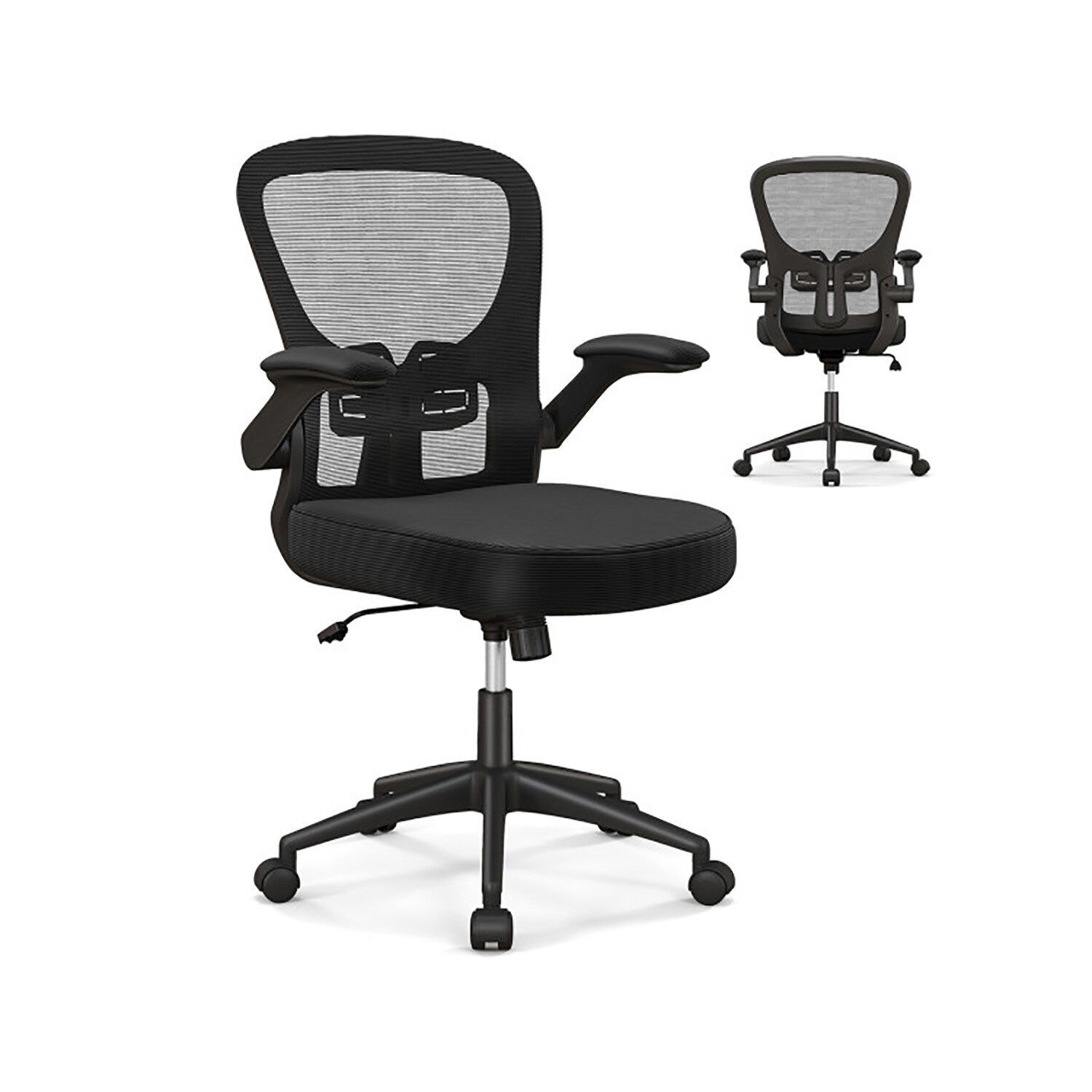 Sumyeg CR-A10696 Adjustable Swivel Mesh Task Office Chair Black Contemporary Ergonomic Adjustable Height Swivel Upholstered Task Chair