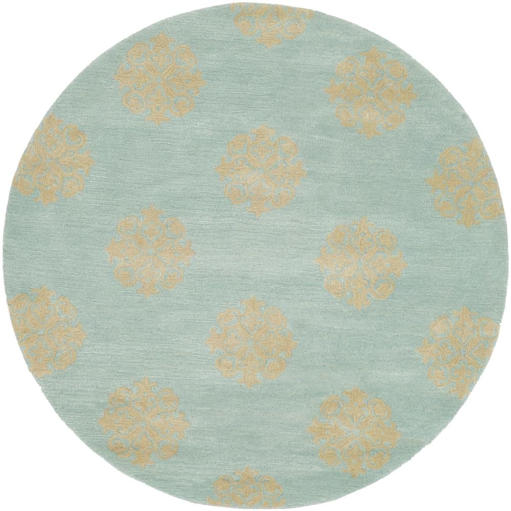 Safavieh SOH424A-6R Soho Thomas 6 x 6 (ft) Tufted Wool Turquoise/Beige Round Indoor Abstract Area rug