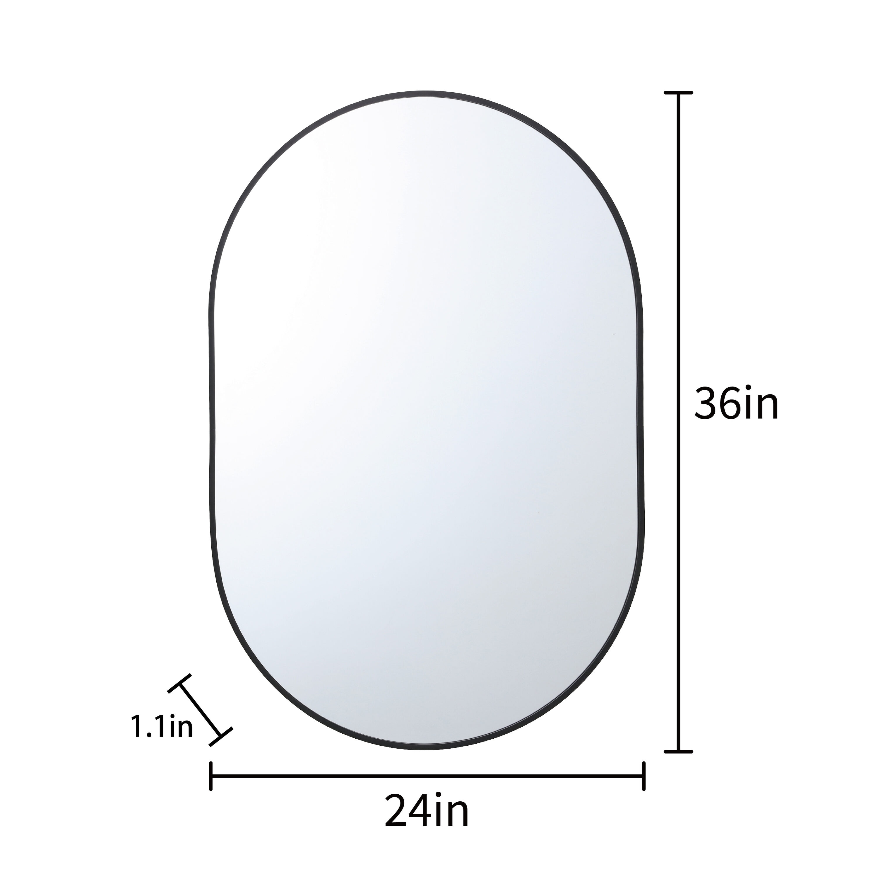 Origin 21 24-in W x 36-in H Oval Black Framed Wall Mirror in the ...