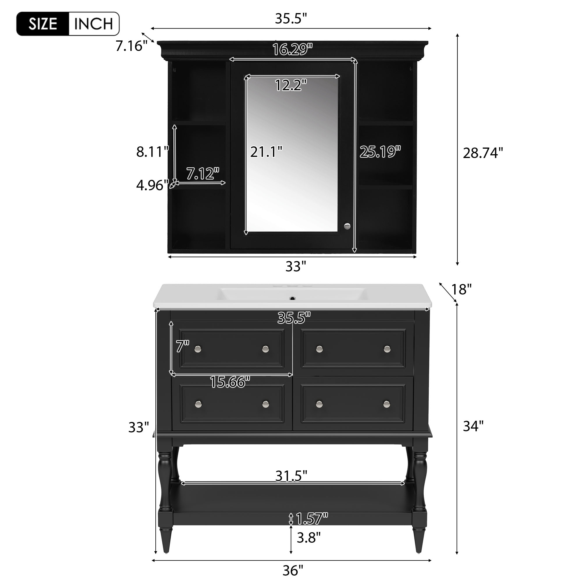 CASAINC CA-GL139423 Bath-Vanity-Combo - View #7