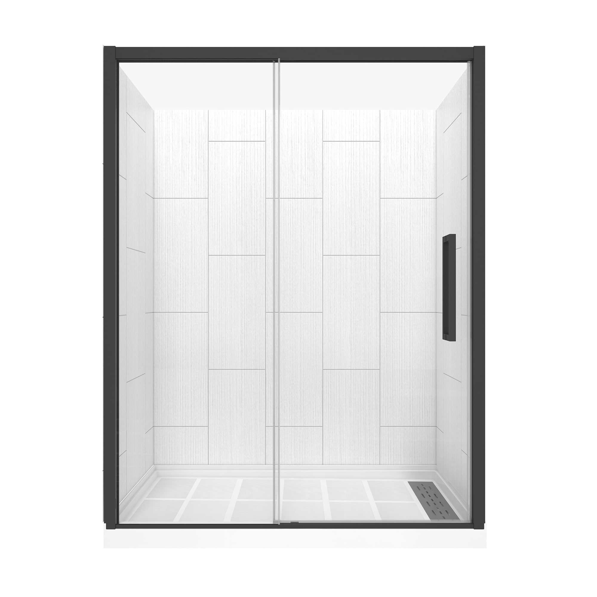 CASAINC CABR1303MB10R25 3 -Piece 30-in W x 60-in L x 80-in H Rectangle One-piece shower kit ( Base, Wall, Door Drain and