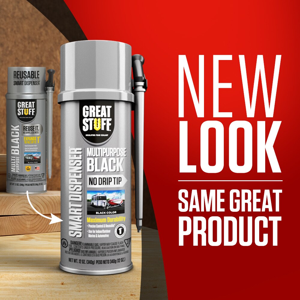 GREAT STUFF Multipurpose Black 12-oz Smart Dispenser Indoor/Outdoor Spray Foam Insulation