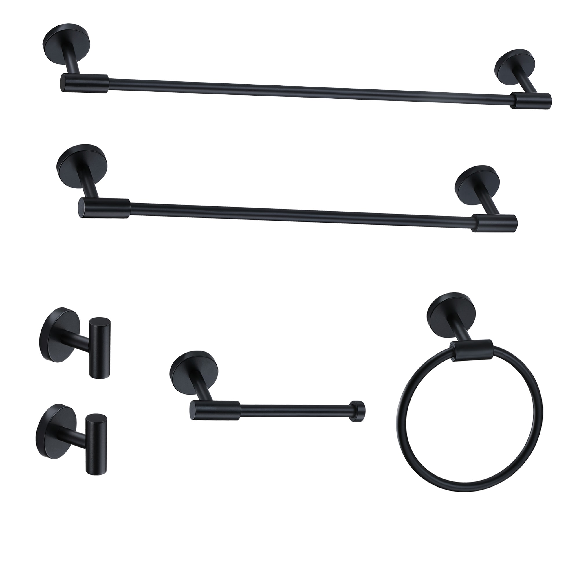 Sir Faucet TOHLAR-004 6 -Piece BLACK Decorative Bathroom Hardware Set Towel Bar, Towel Ring ,Robe Hook Included