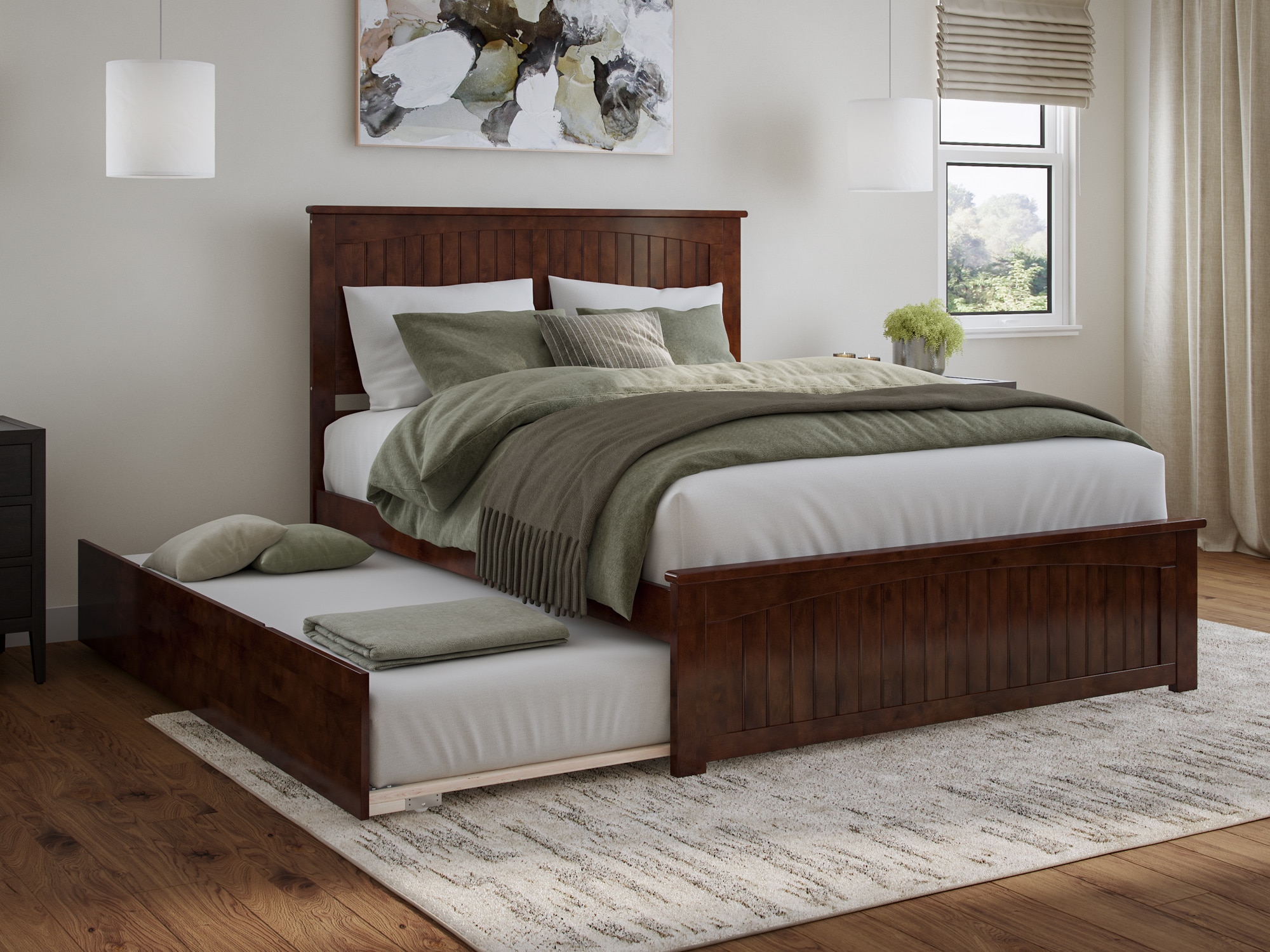 AFI AR8246044 Nantucket Walnut Queen Wood Trundle Bed