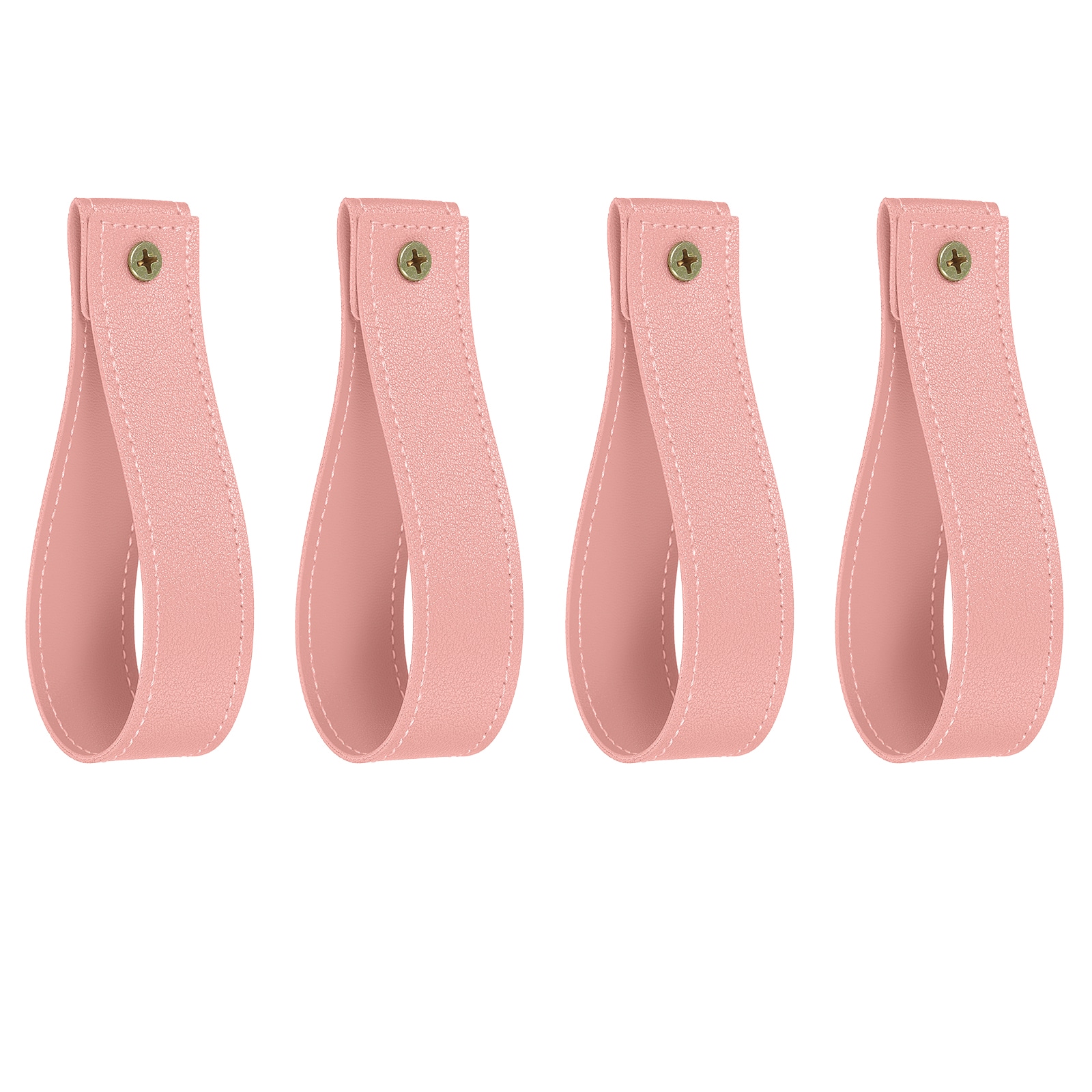 Unique Bargains 4pcs Artificial Leather Curtain Rod Holder 1 x 4.7 Inches Wall Hanging Straps Curtain Rod Hook Brackets Hangers with Screws for Home Bathroom Kitchen Bedroom  Pink