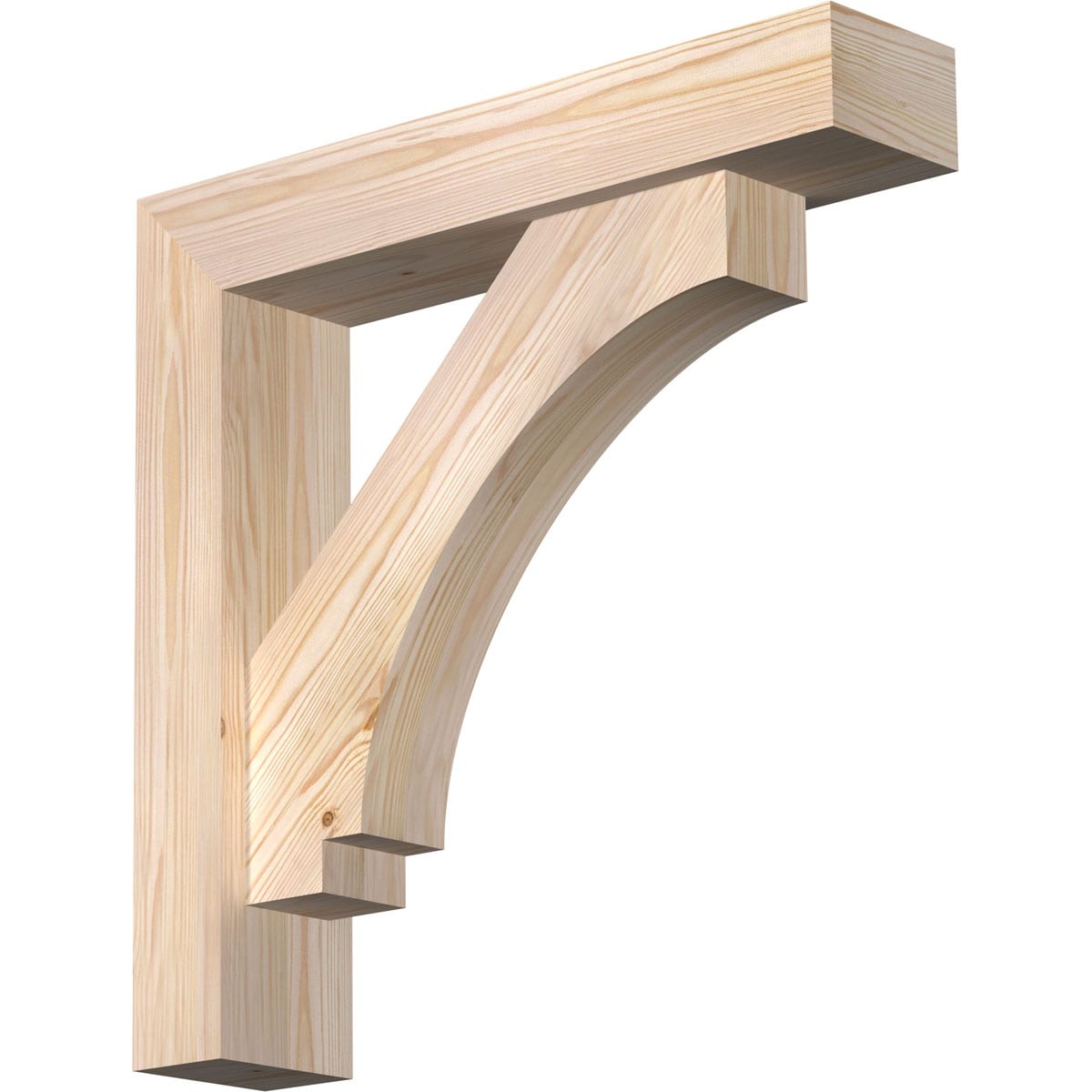 Ekena Millwork 1462949 Imperial Block Smooth Bracket with Offset Brace Douglas Fir Wood Standard Bracket