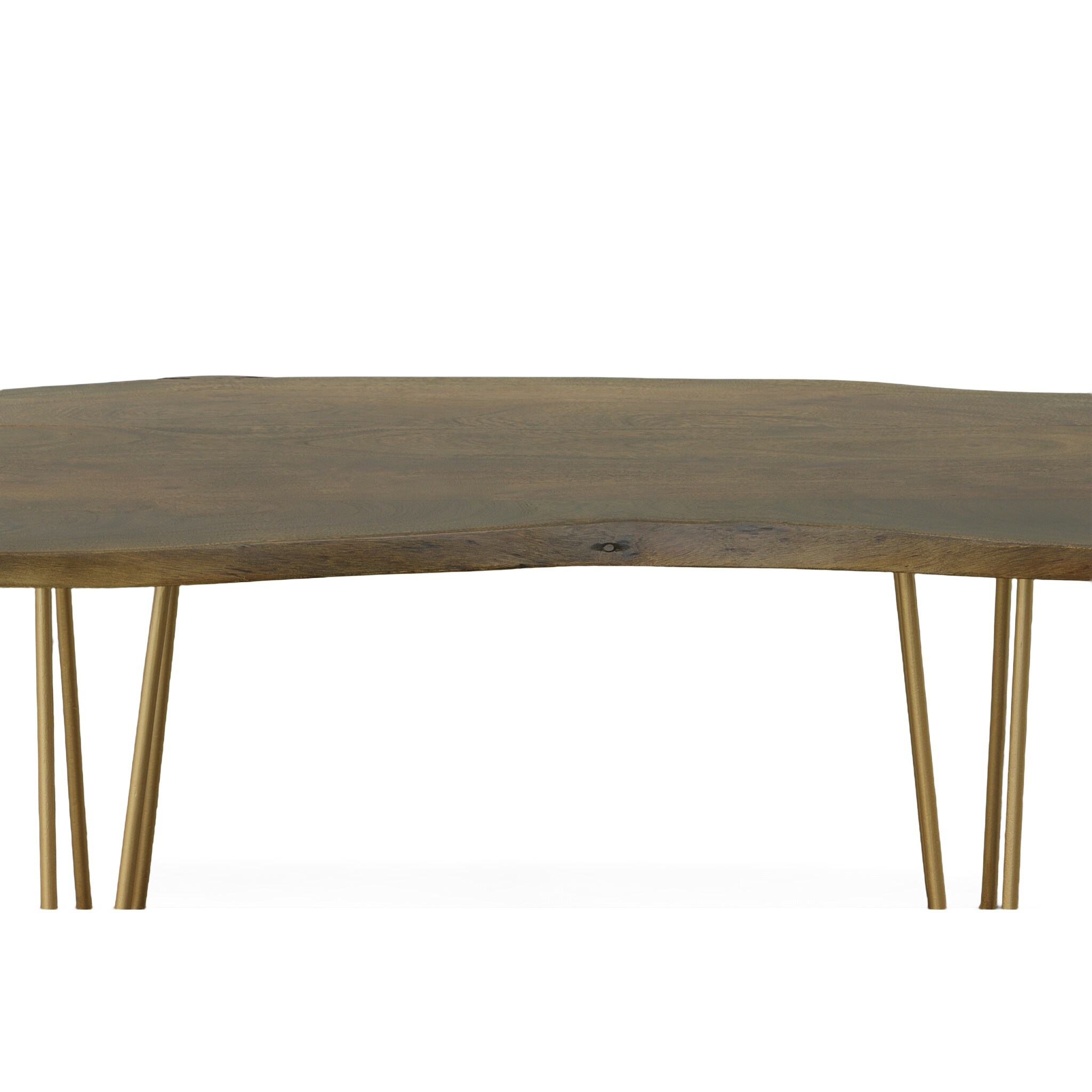 Seti Acacia Live Edge Rectangular Coffee Table in Elm and Gold