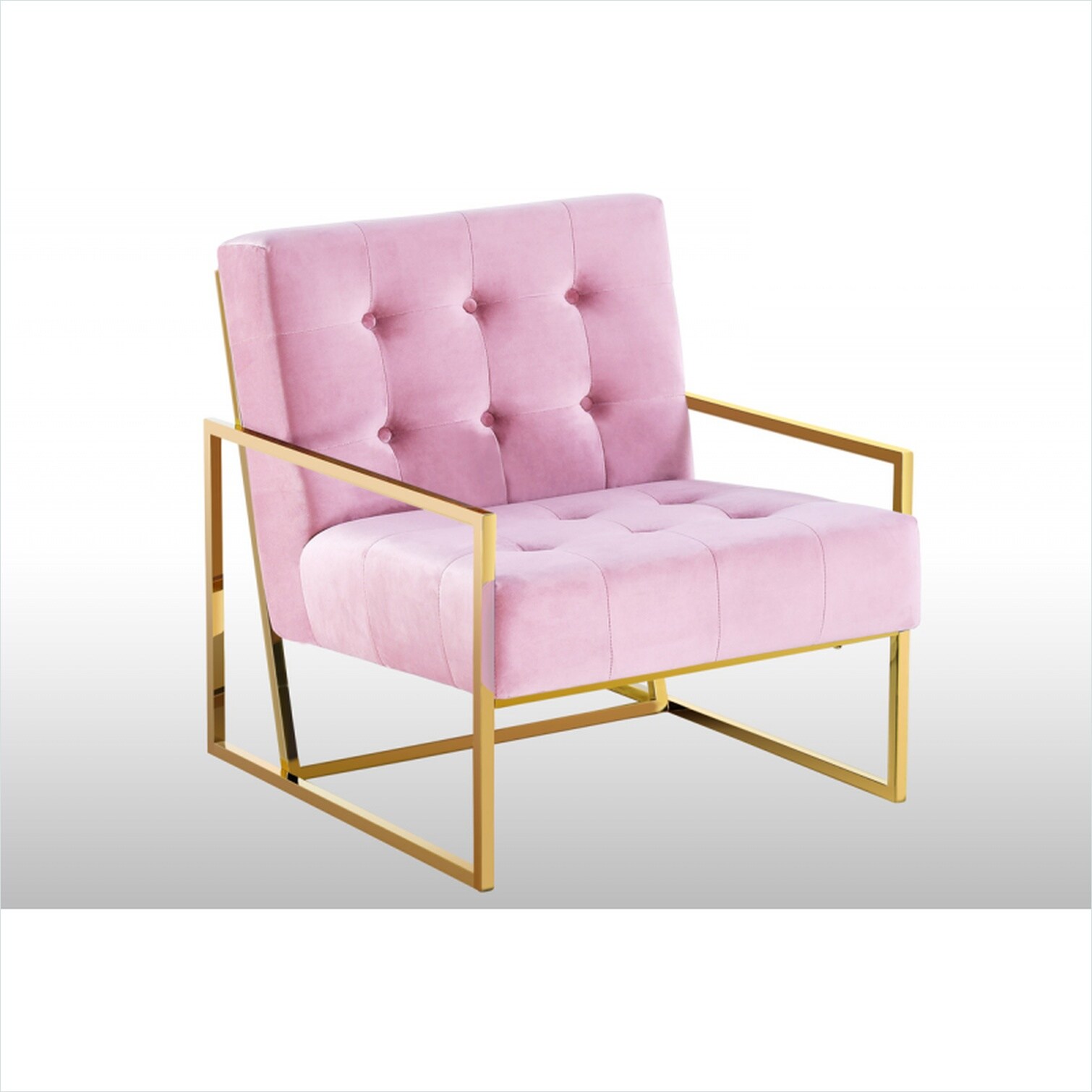 Naturefalls Velvet Accent Chair with Gold Metal Frame Warm Pink Mid ...