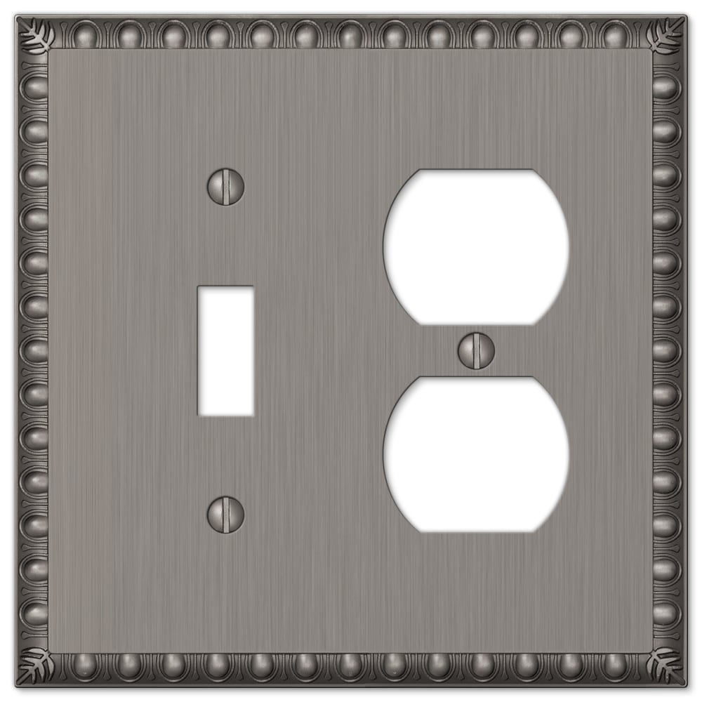 Amerelle 90TDAN 2 -Gang Standard Size Antique Nickel Metal Indoor Toggle/Duplex Wall Plate
