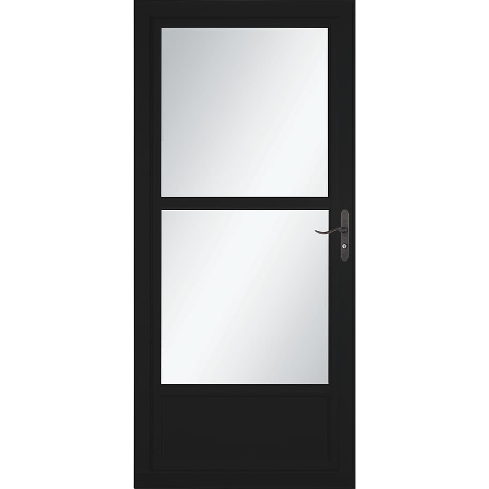 Tradewinds Selection 32-in x 81-in Obsidian Mid-view Retractable Screen Aluminum Storm Door with Aged Bronze Handle in Black | - LARSON 1460605157