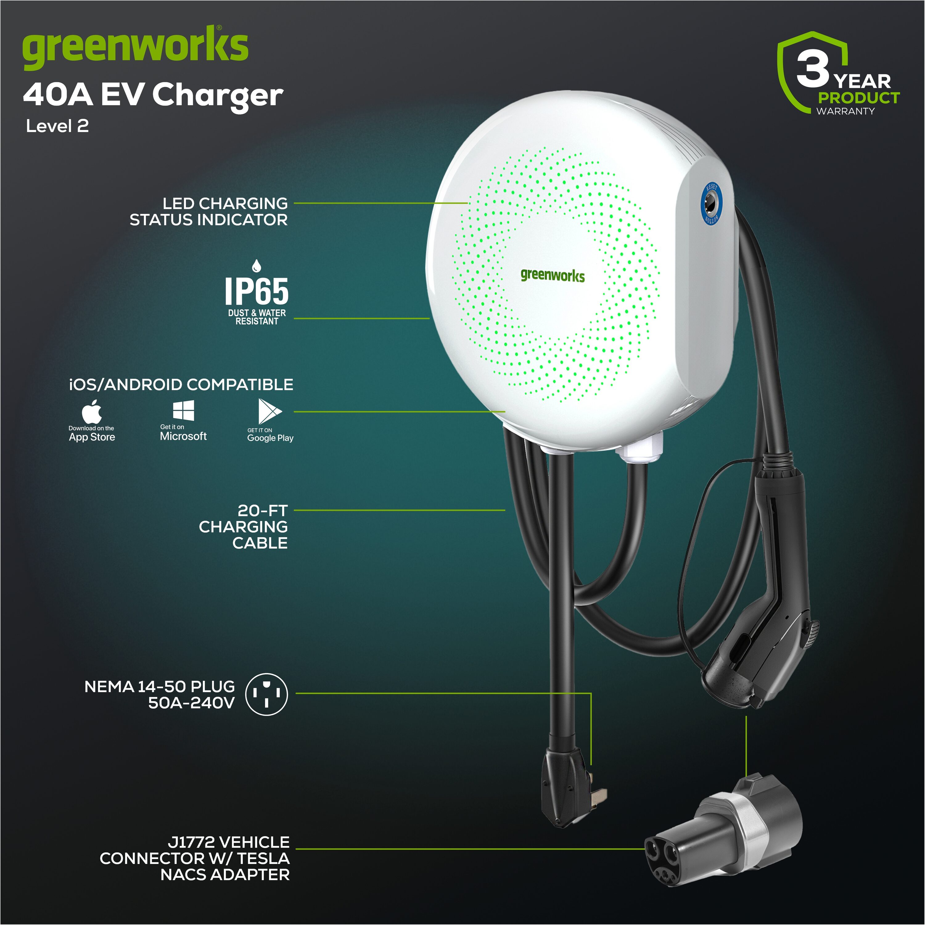Greenworks EVC0640 Electric-Car-Charging-Stations - View #5