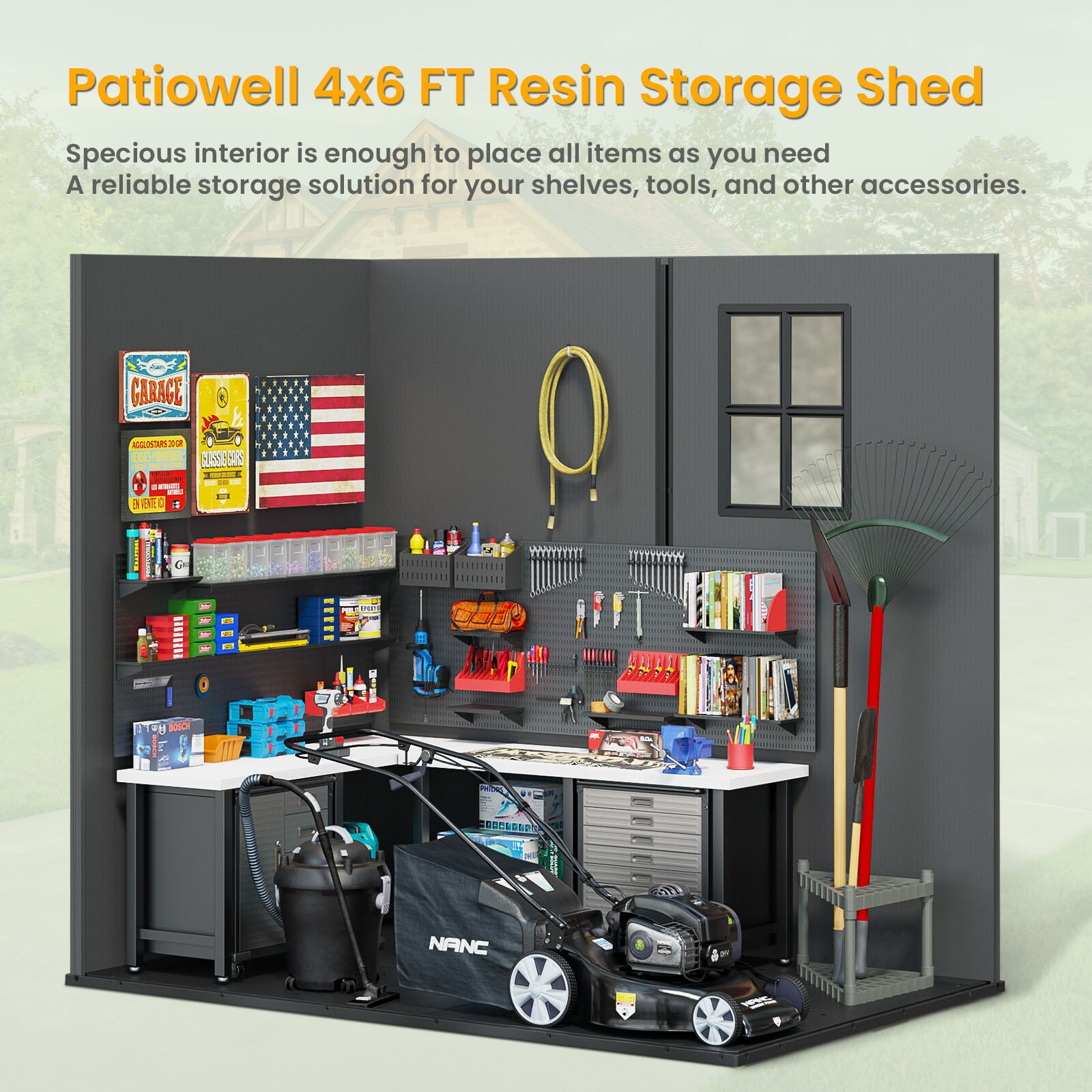 Patiowell WES-0383A-DGY Vinyl-Resin-Storage-Buildings - View #6