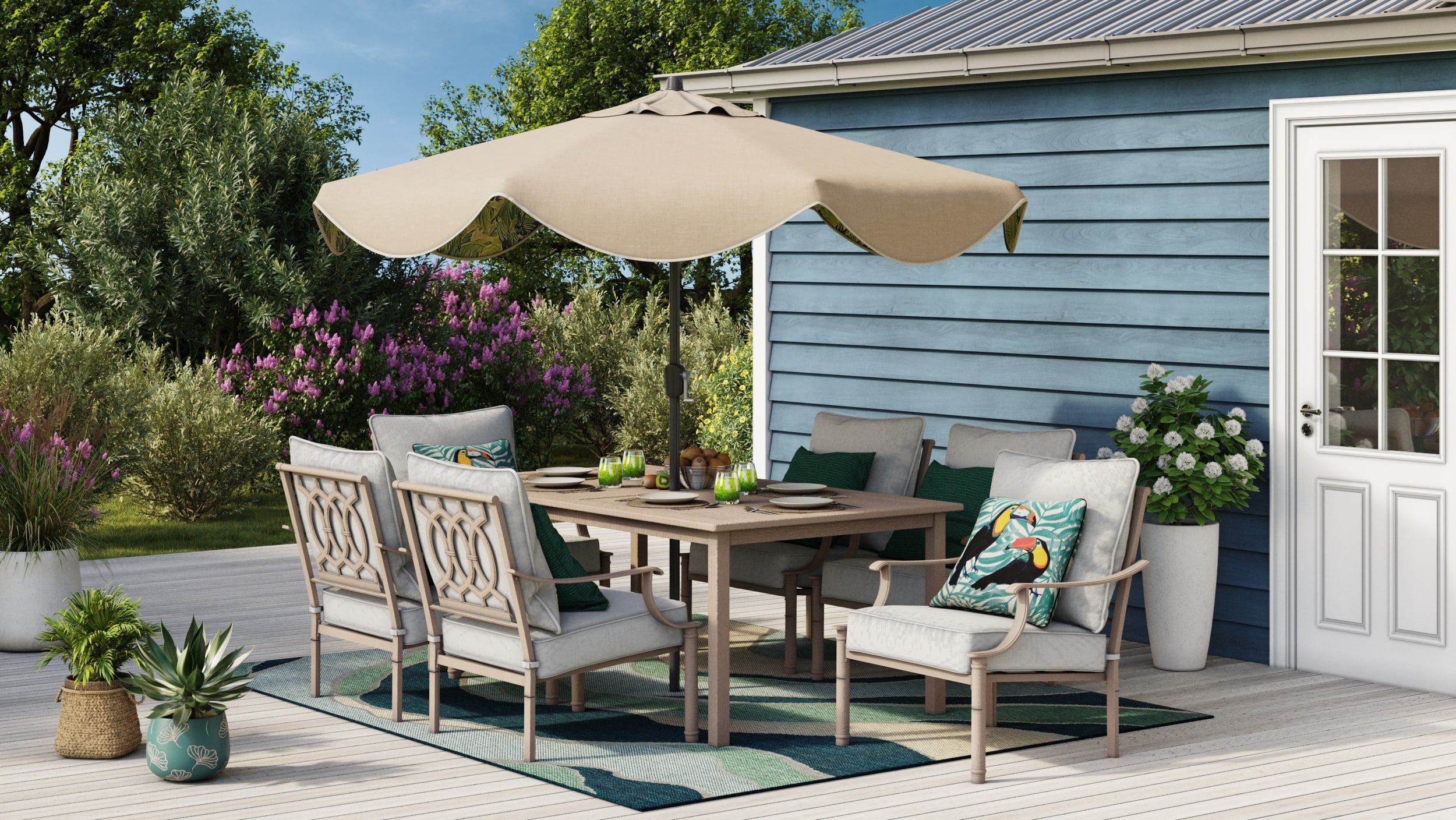 Shop Allen + Roth Laurel Way 7-Piece Wood Patio Dining Set At Lowes.com