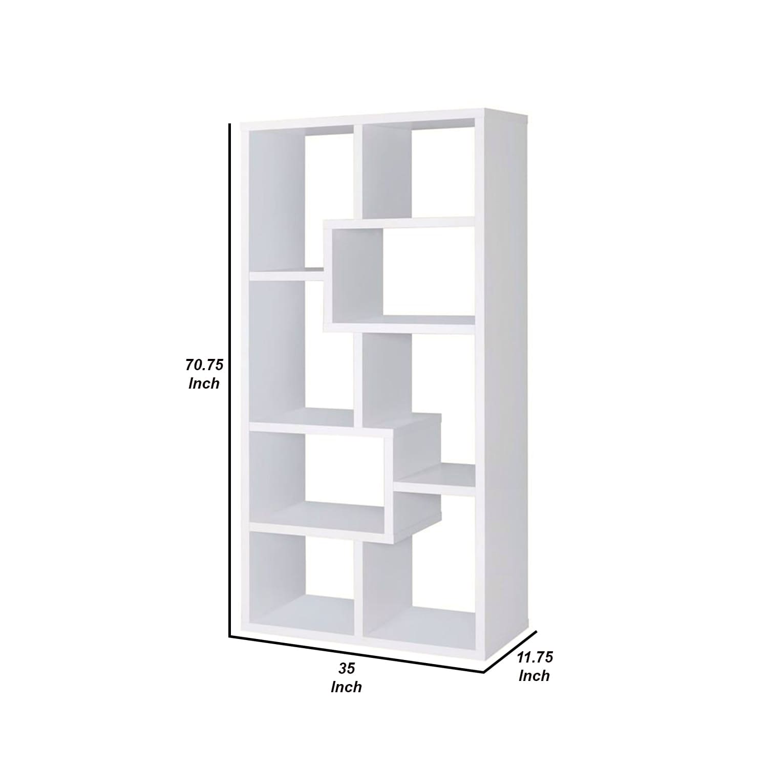 Interlocking Cubes White Wooden Rectangular Bookcase