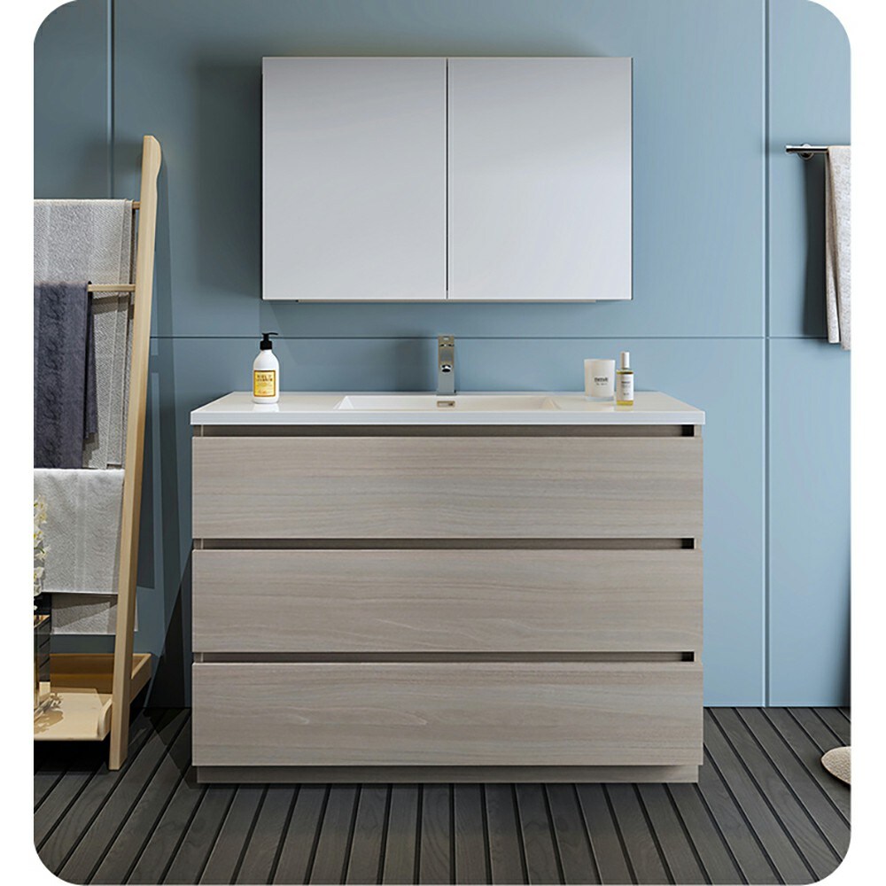 Fresca FCB9348MGO-I Lazzaro 48-in Gray Wood Single sink Bathroom Vanity with White Acrylic Top