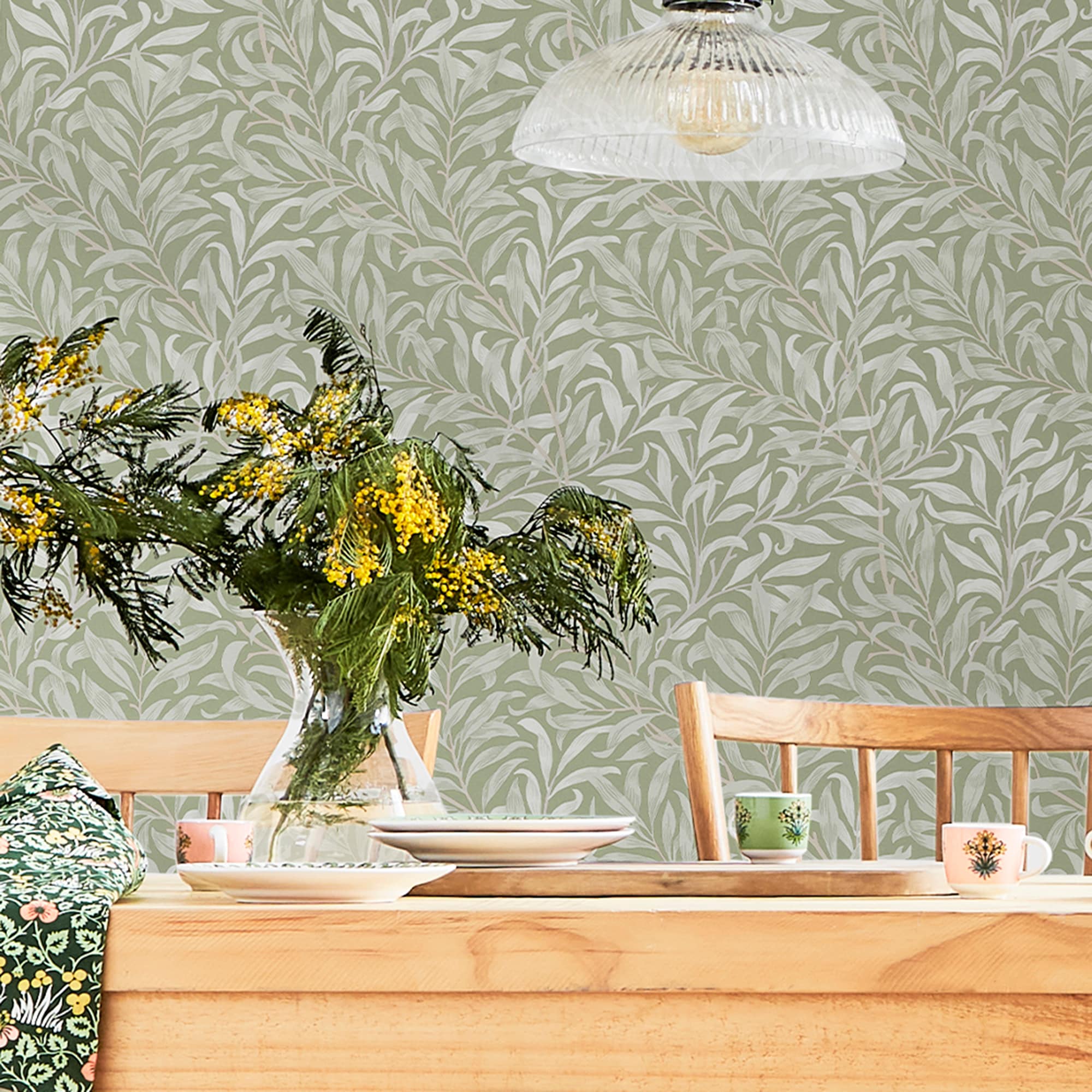 William Morris Sage Willow Bough Vinyl Wallpaper Double Roll