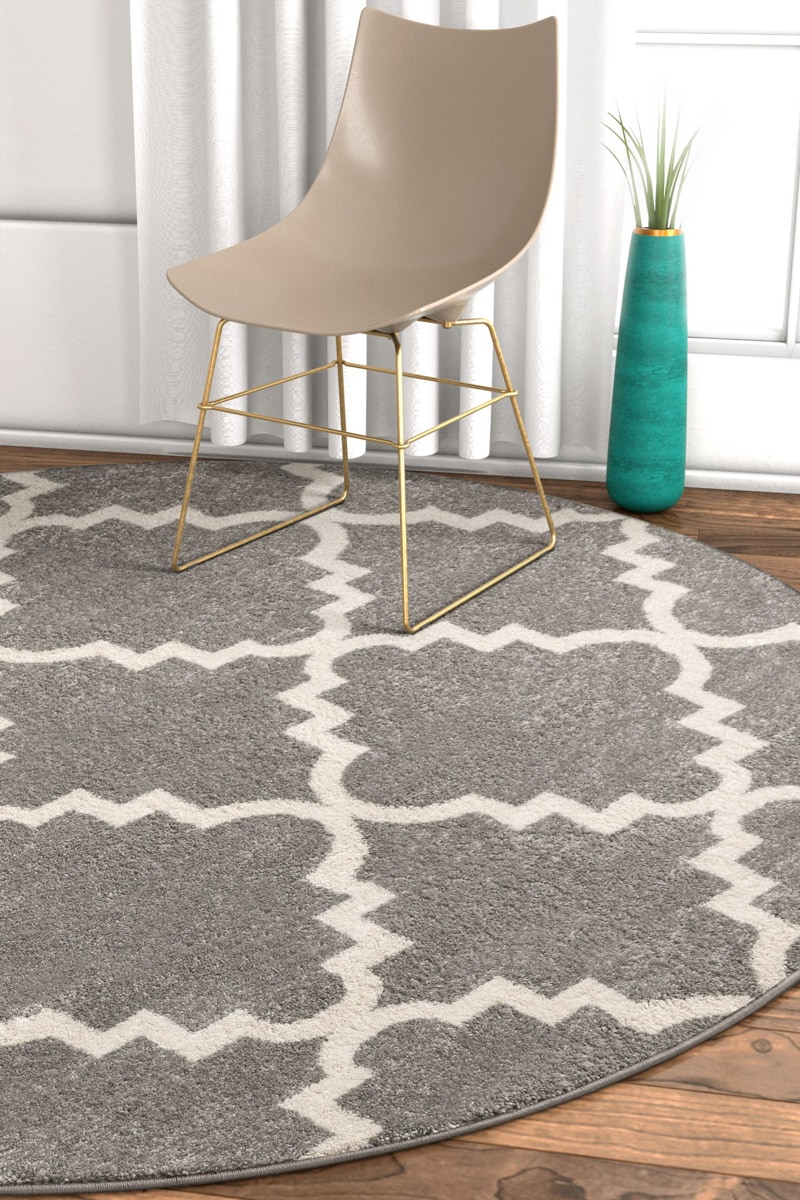 Well Woven 21070 5 x 5 (ft) Loomed Polypropylene Grey Round Indoor Abstract Mid-Century Modern Area rug
