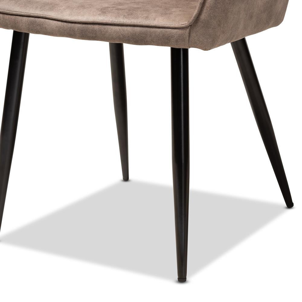 Set of 2 Gray and Brown Quilted Metal Dining Chairs