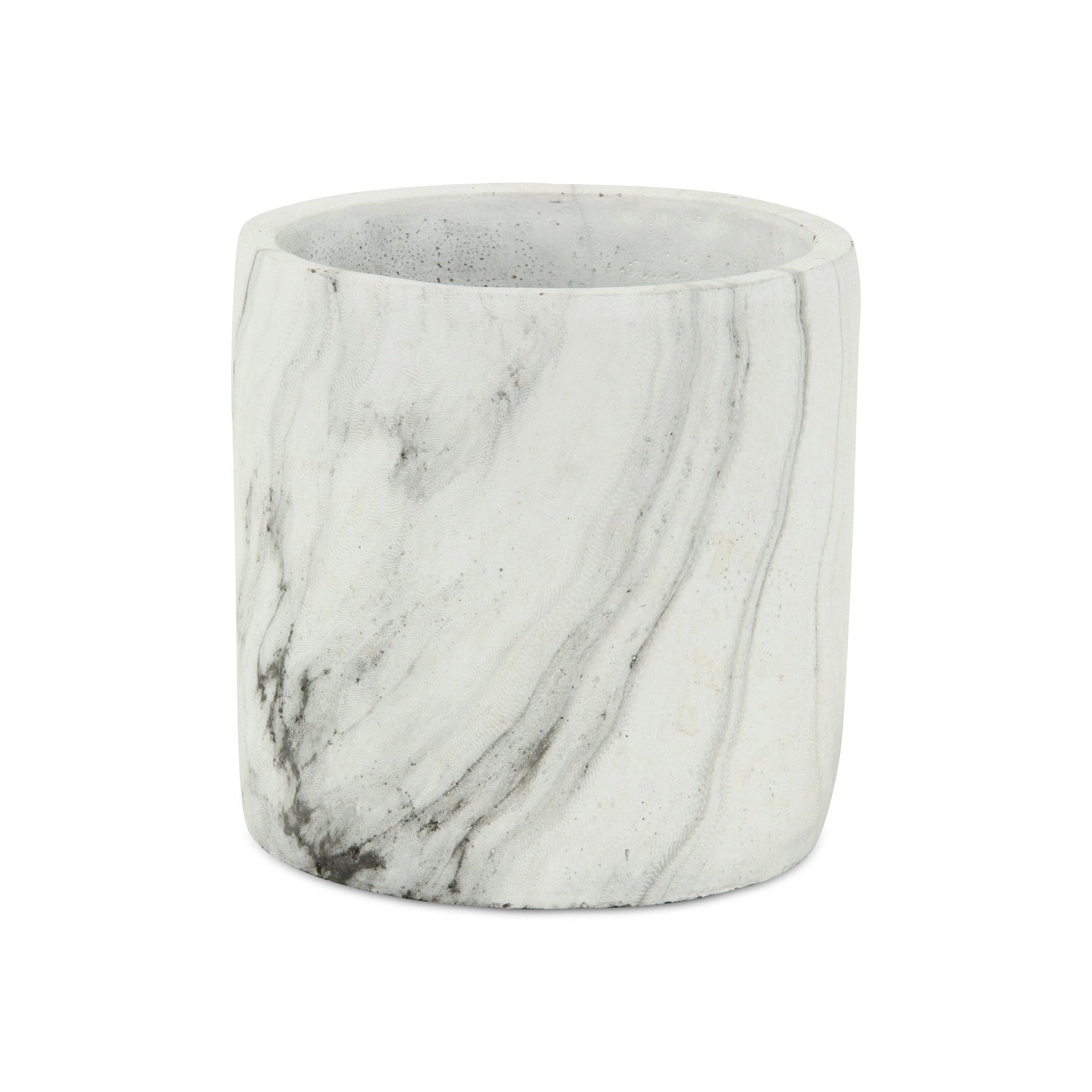 Slickblue - Round Flower Pot 5.75 x 5.75 x 5.75 White Ceramic Indoor and Outdoor Marbleized Patte...