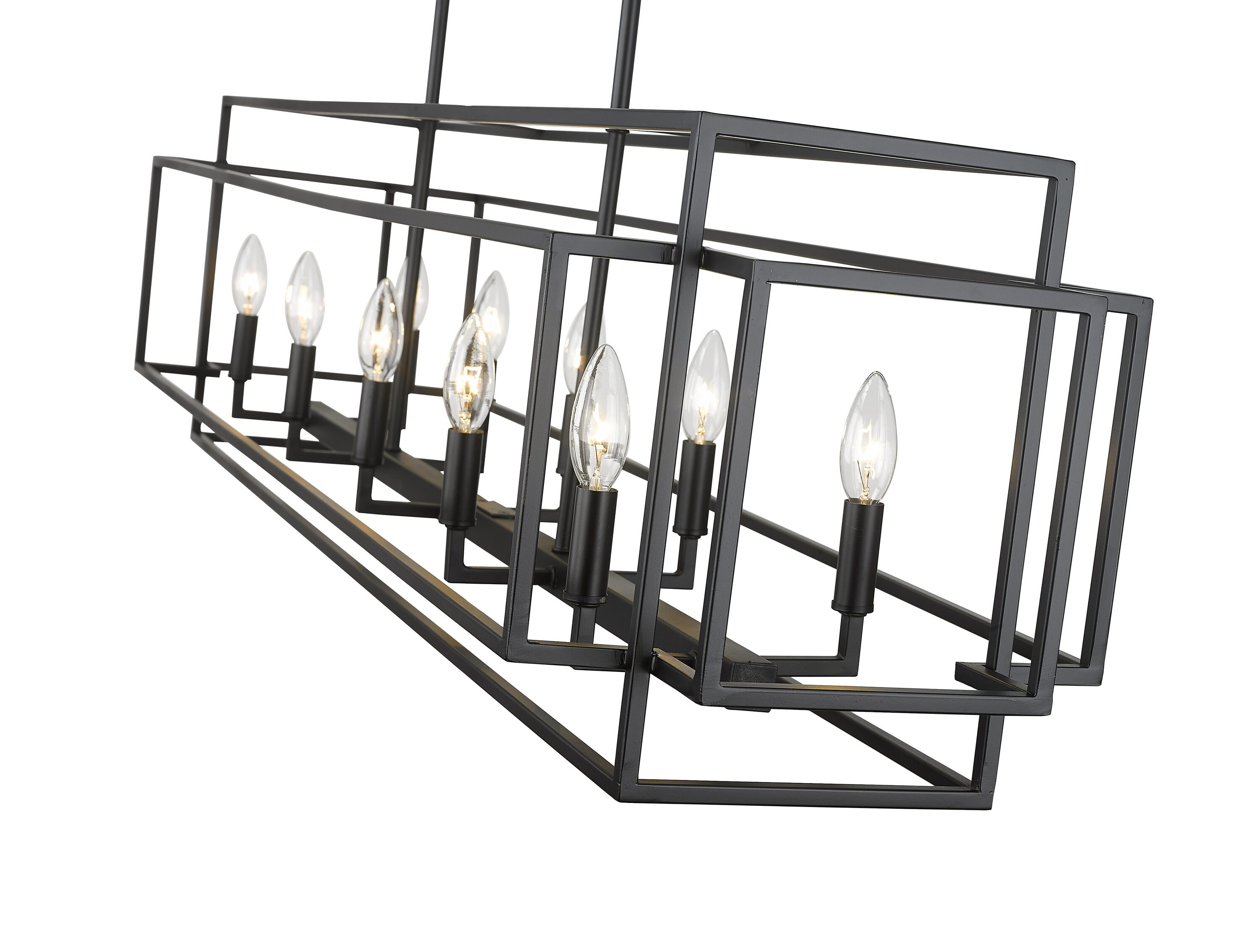 Matte Black 54" Steel 10-Light Island Pendant