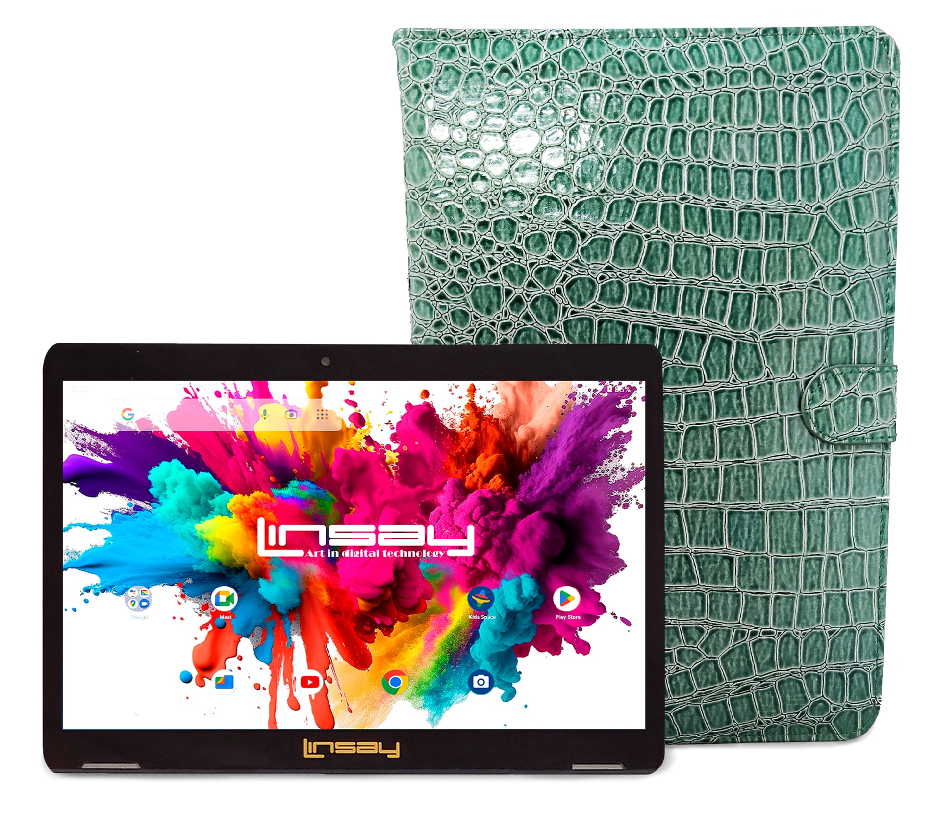 LINSAY F10PCKYW 10.1-in 128-GB Android 13 Bluetooth Wi-Fi Tablet with Case Included