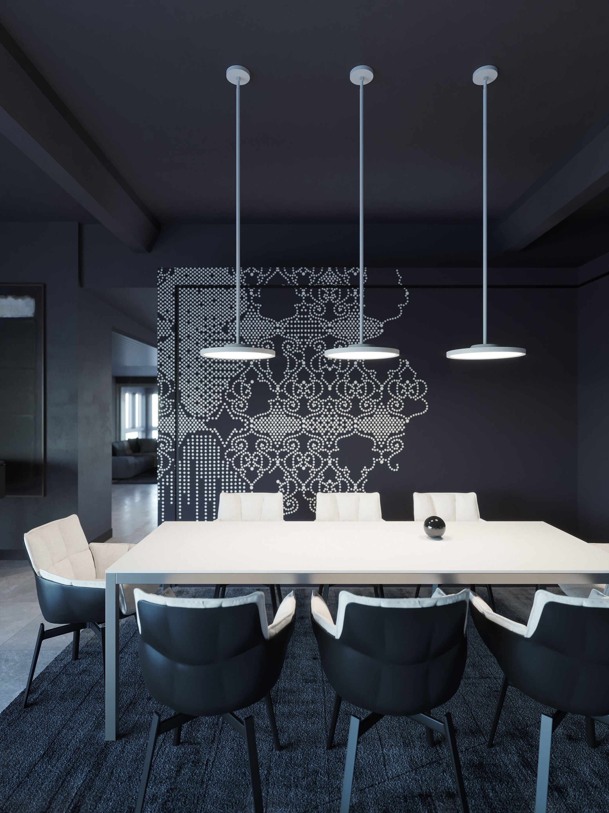 Edge 16'' Black Aluminum LED Round Pendant Light