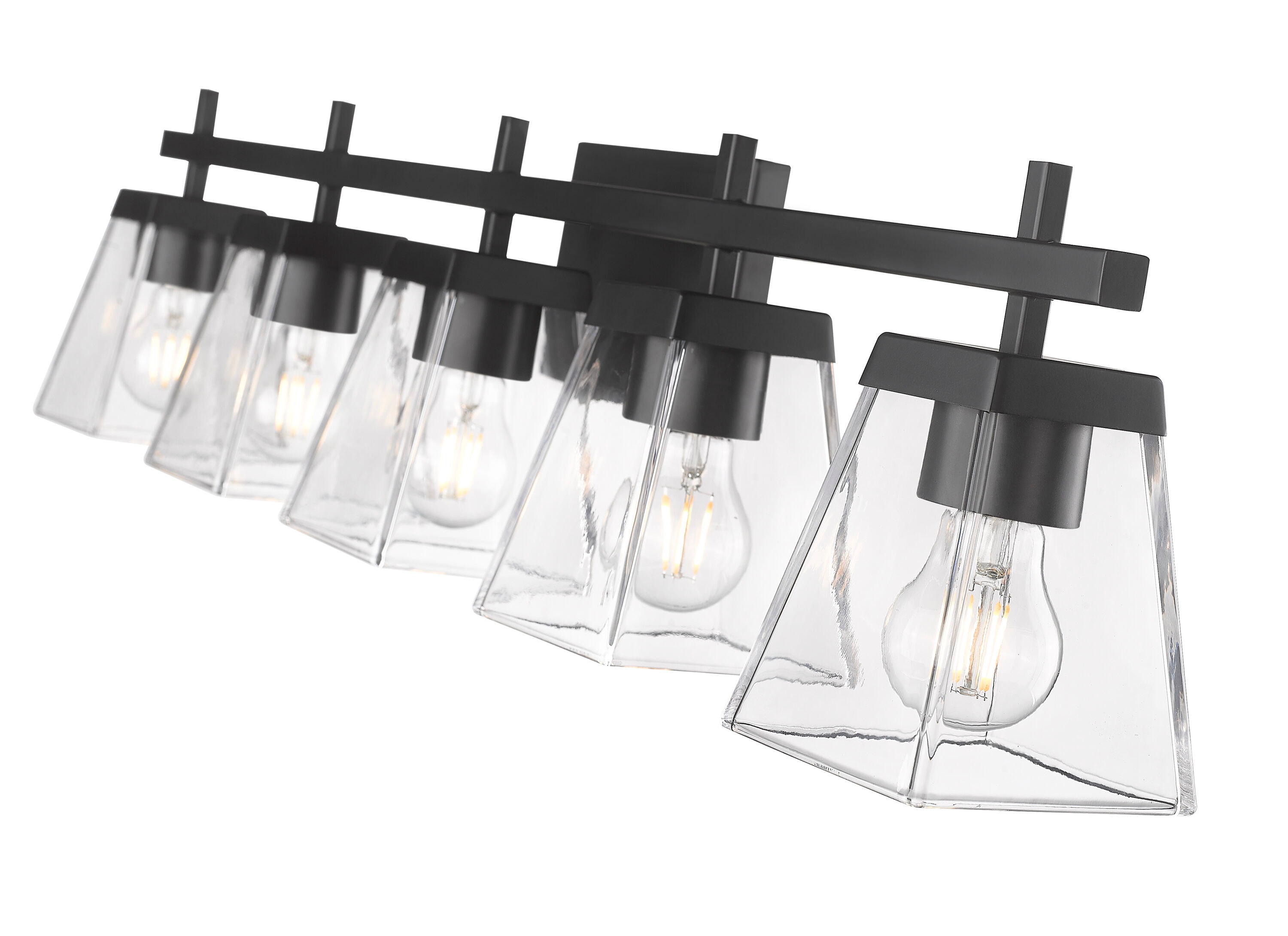 Lauren Matte Black Steel 5-Light Vanity Fixture with Clear Glass Shades