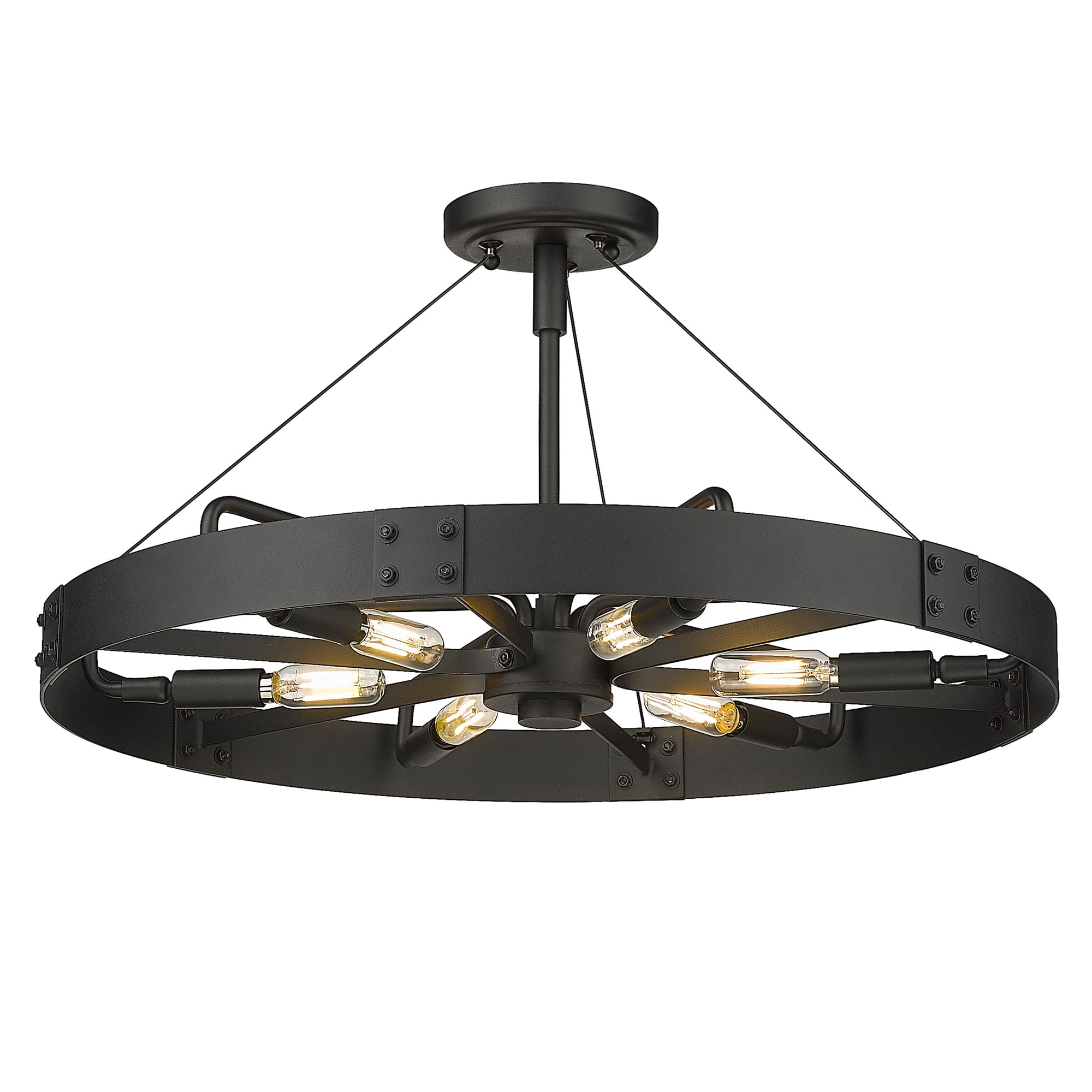 Golden Lighting 3866-MSF NB-NB Vaughn 6 -Light 22.50-in Matte Black Semi Flush Mount Light