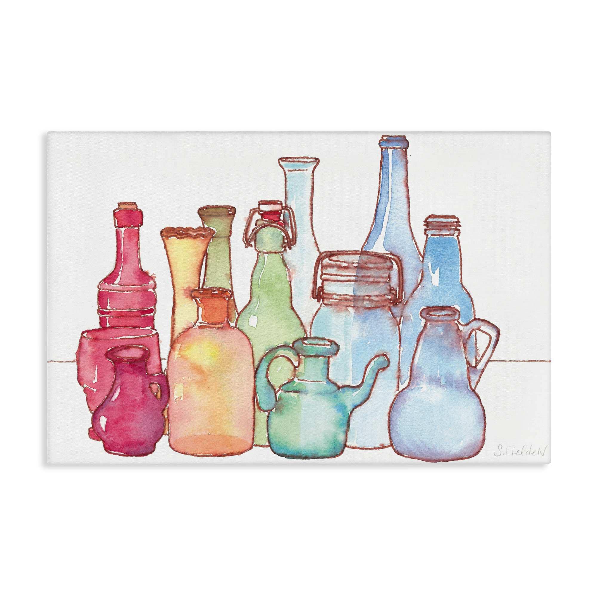 Stupell Industries BS-579-CN-30X45 Colorful Vases Collection Canvas design by Stephanie Fielden