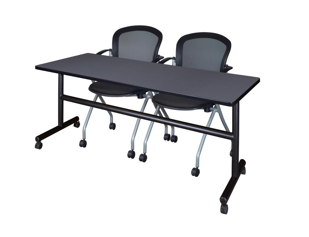 Regency MKFT7224GY23BK Training Gray 4-Person Training Table (72-in W x 29-in H)