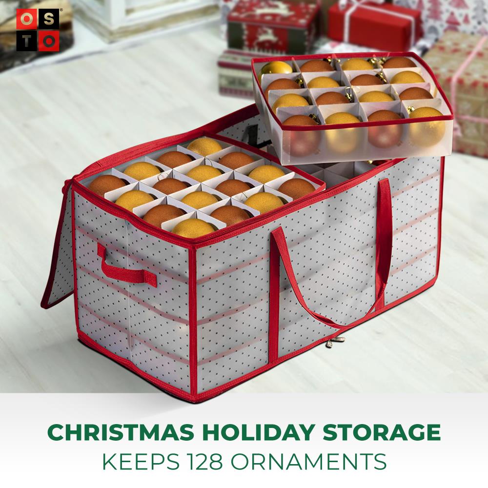 Price Miracle Simplify 19.5-in x 14.75-in 60-Compartment Red Cardboard  Adjustable Compartments Ornament Storage Box in the Ornament Storage Boxes  department at, storage boxes
