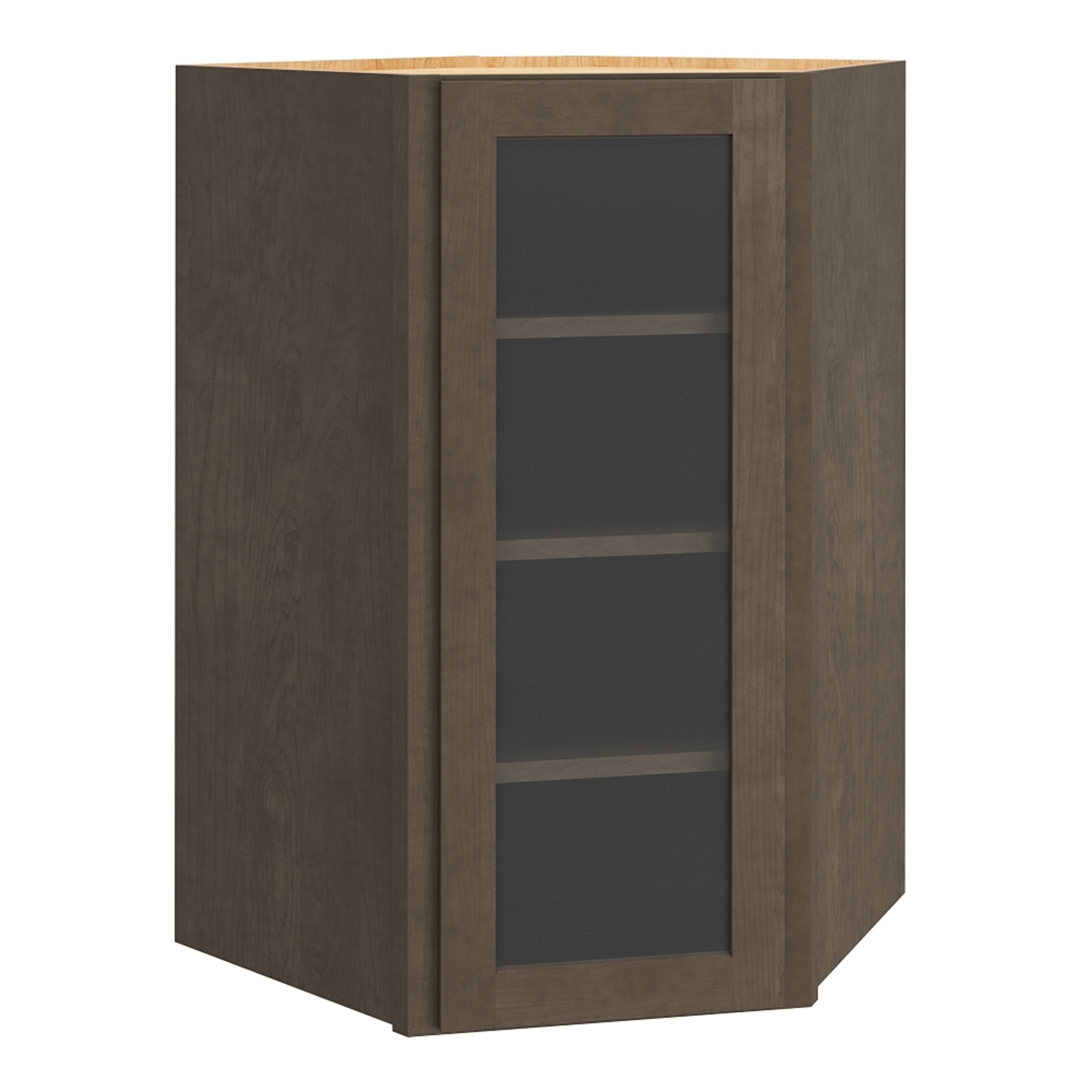 Diamond Express Jamestown 24-in W x 39-in H x 24-in D Colt Brown Stained Diagonal Corner Wall Fully Assembled Plywood Cabinet Cut for Glass Shaker