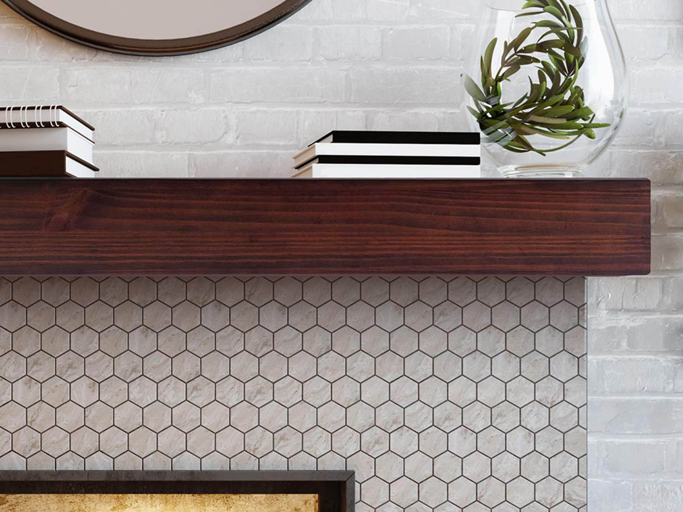 Austin 72" Cinnamon Pine Wood Floating Mantel Shelf