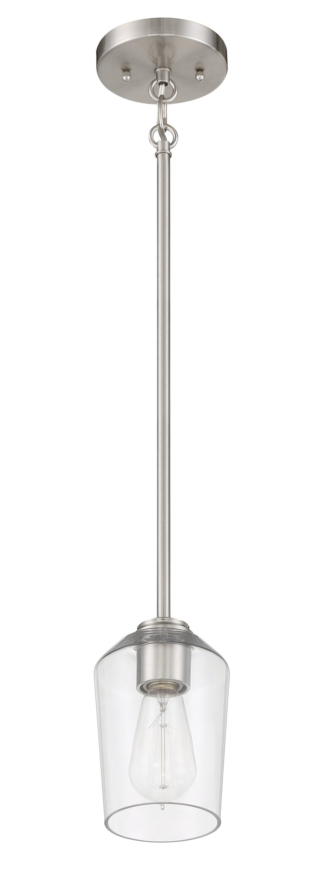 Shayna Clear Glass Mini Pendant Light with Polished Nickel Finish