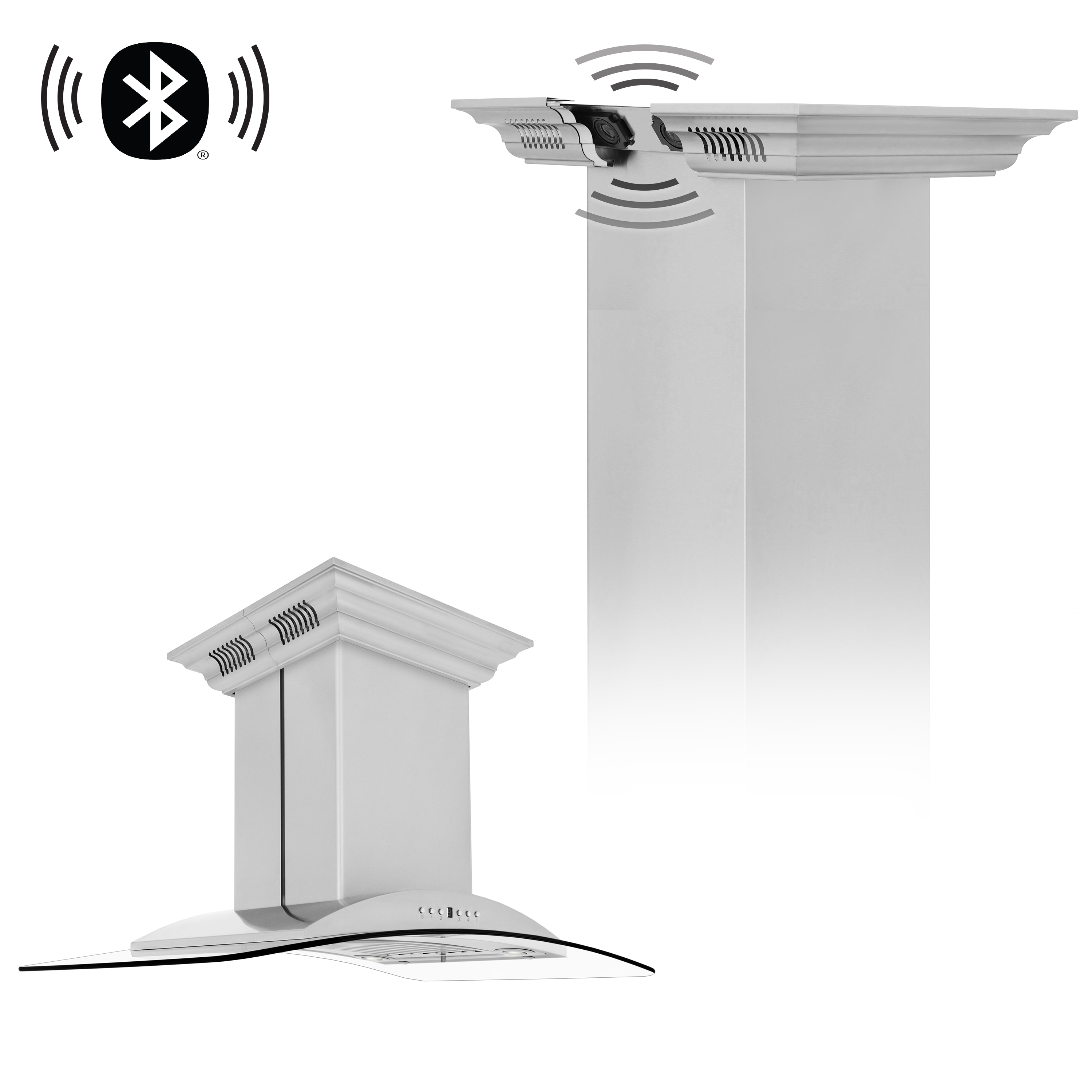 ZLINE KITCHEN & BATH GL9ICRN-BT-30 30 inch Ducted 400-CFM Stainless Steel Smart Compatible Island Range Hood
