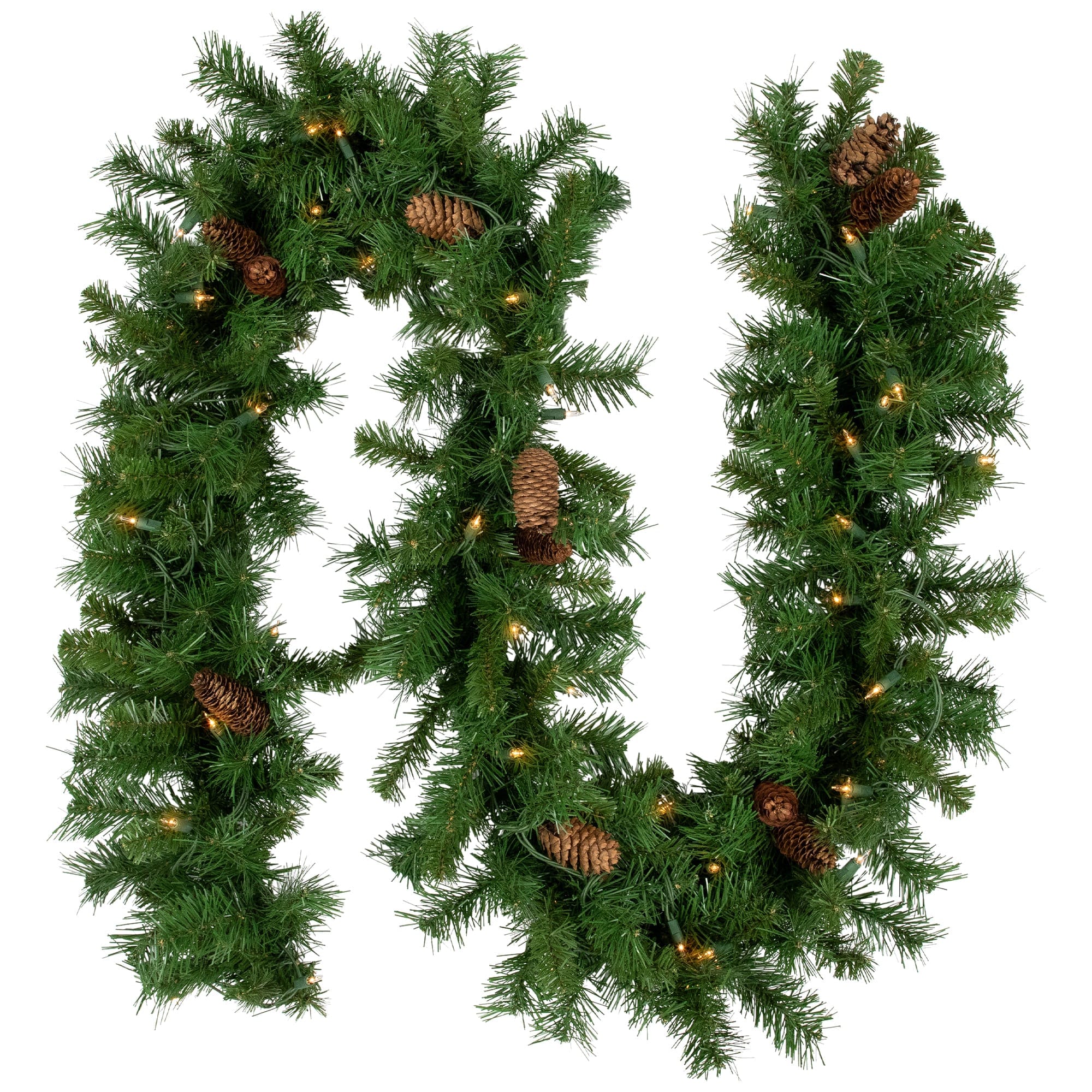 Northlight 9 feet x 12 inch Pre-Lit Dakota Red Pine Artificial Christmas Garland, Clear AlwaysLit Lights