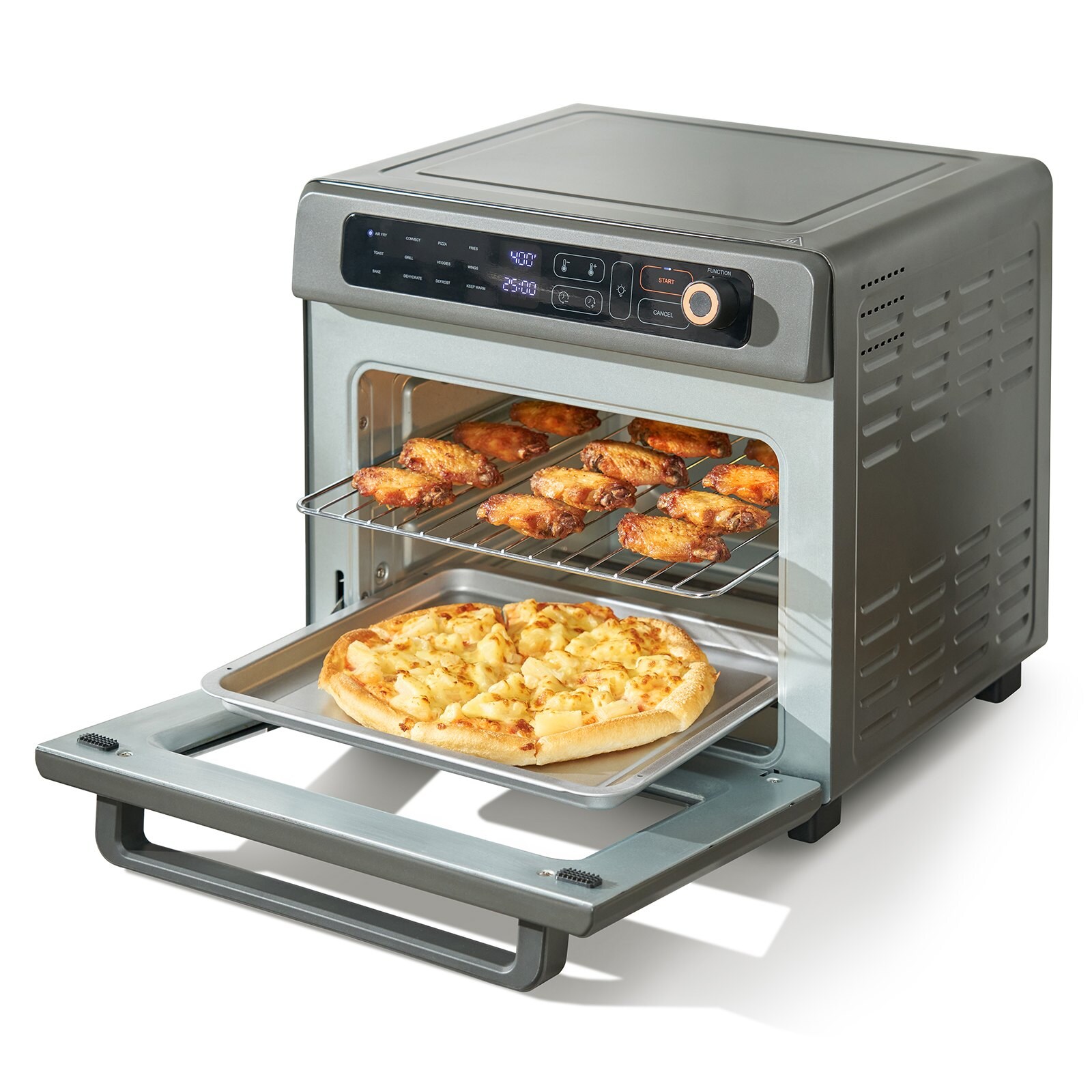 Mecale YAS-VF59YS 25 L 12-in-1 Air Fryer Toaster Oven 1700W with Pizza Pan and 12-Slice Toast Capacity