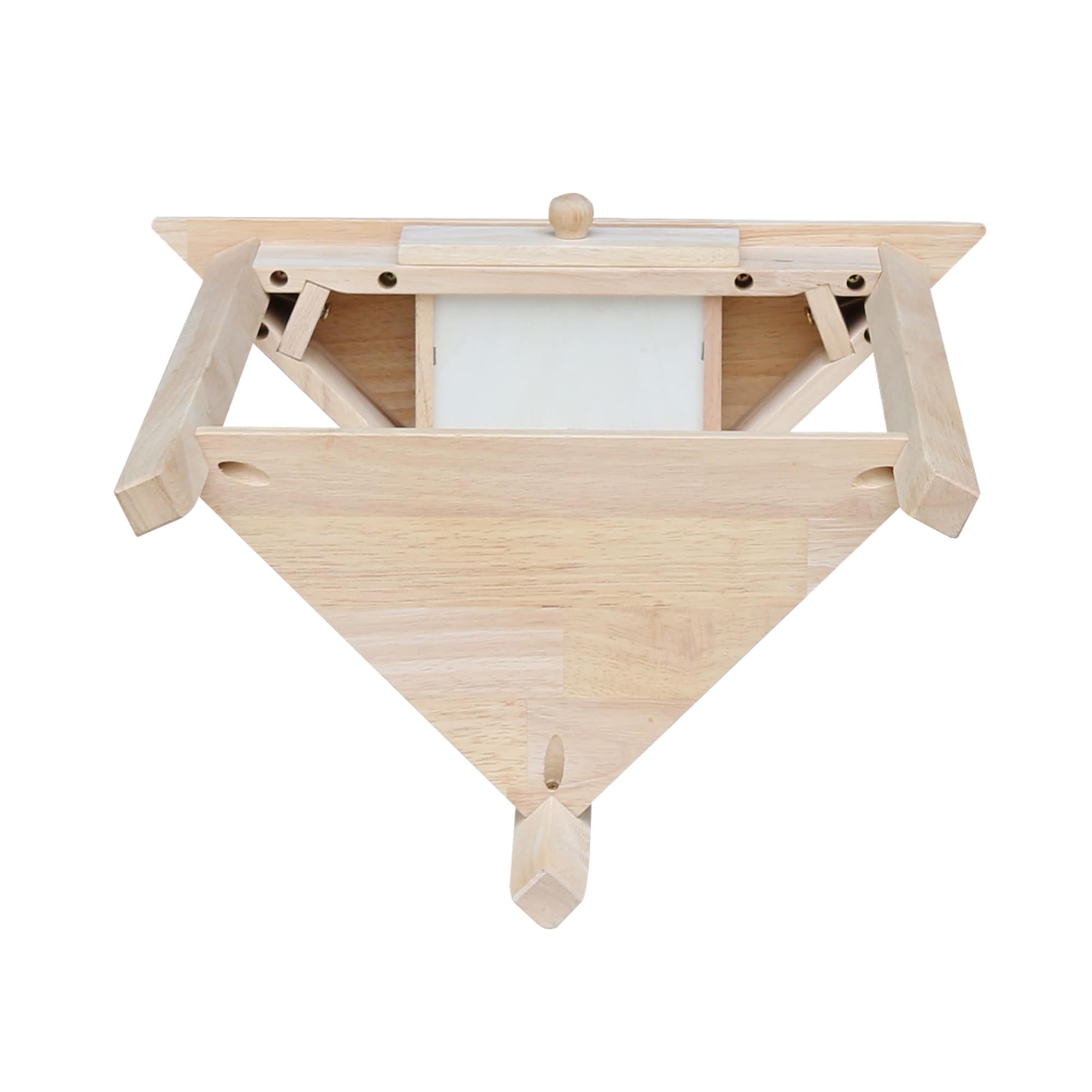 Classic Unfinished Solid Parawood Corner End Table with Storage