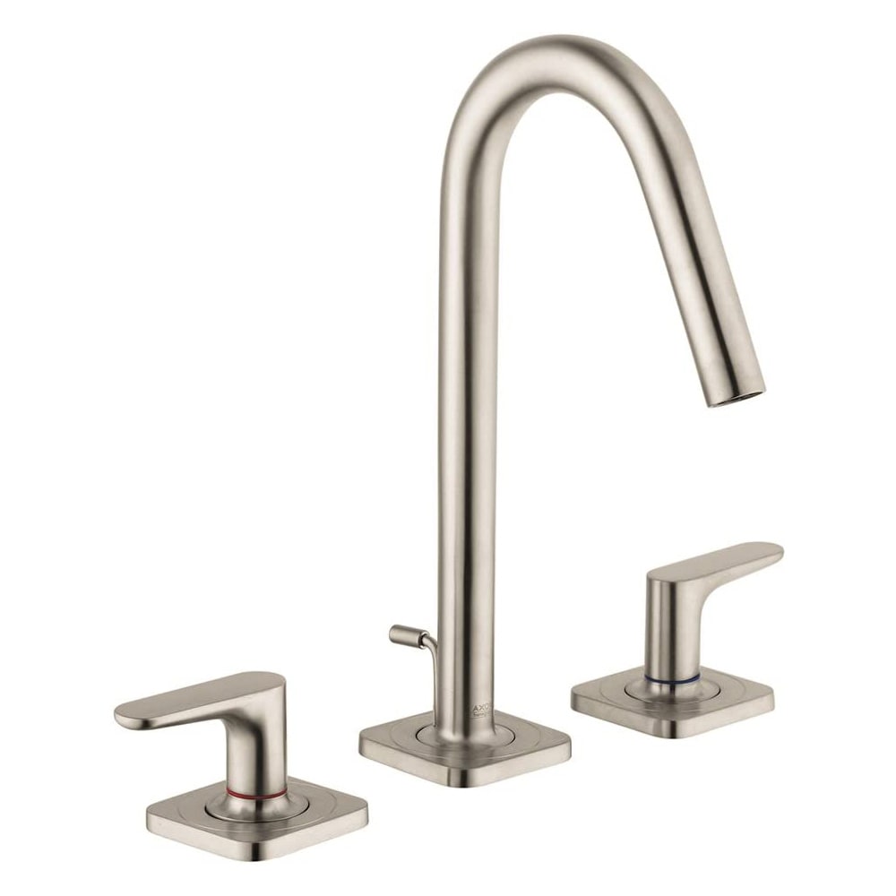 Hansgrohe 34133821 Axor Citterio M Brushed Nickel Wall-mount 2-handle WaterSense Low-arc Residential Handle Bathroom Sink Faucet with Drain