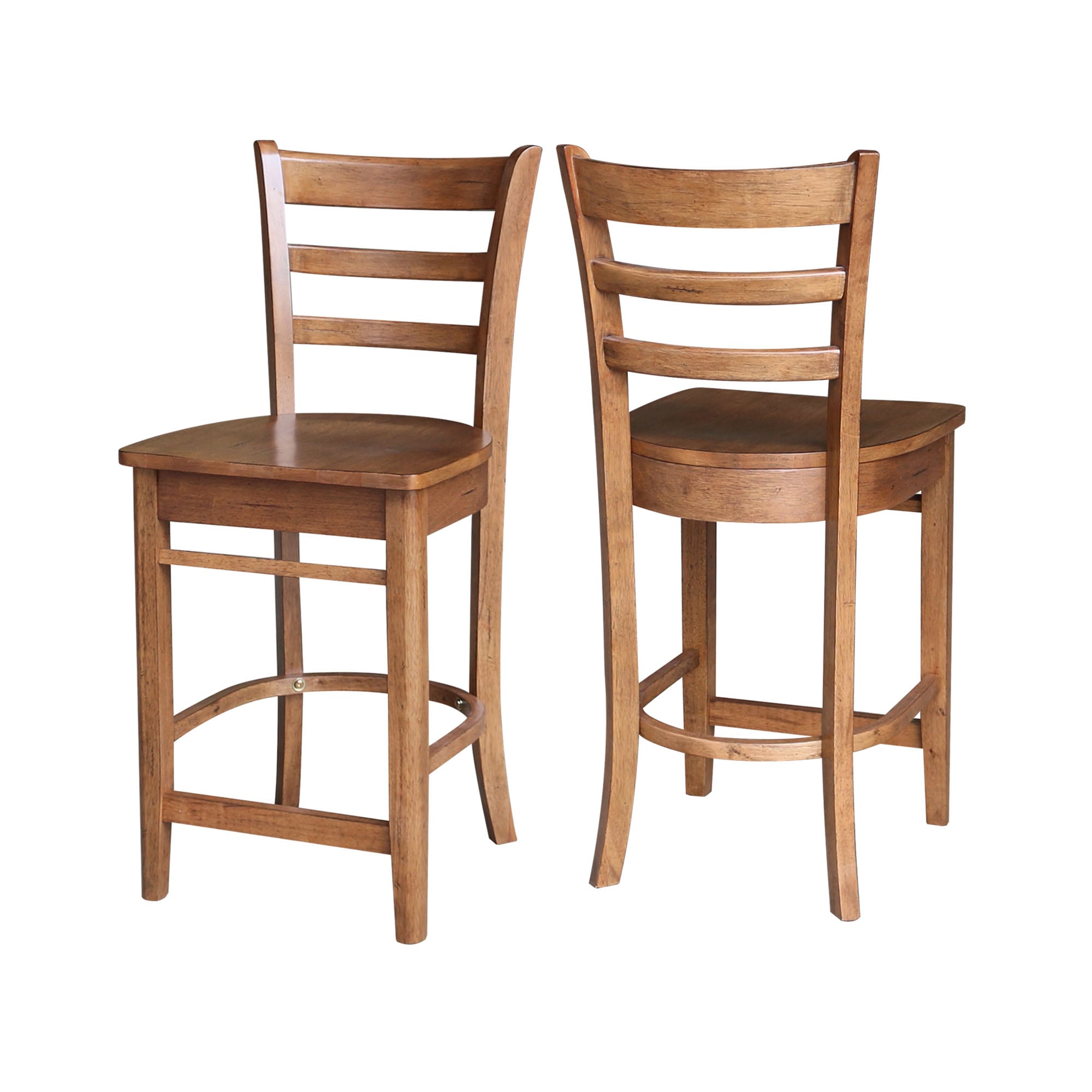 Emily Distressed Oak Solid Wood Counter Height Stool