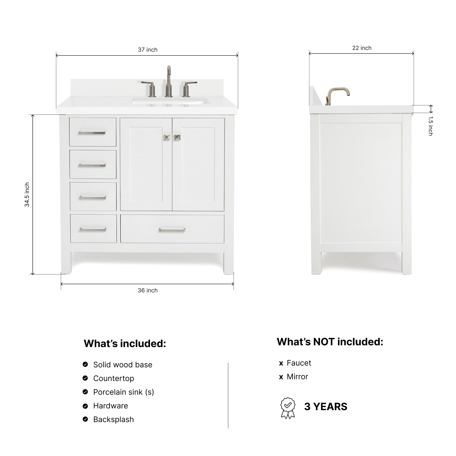 ARIEL A037SRWQRVOWHT Bath-Vanity-Combo - View #4
