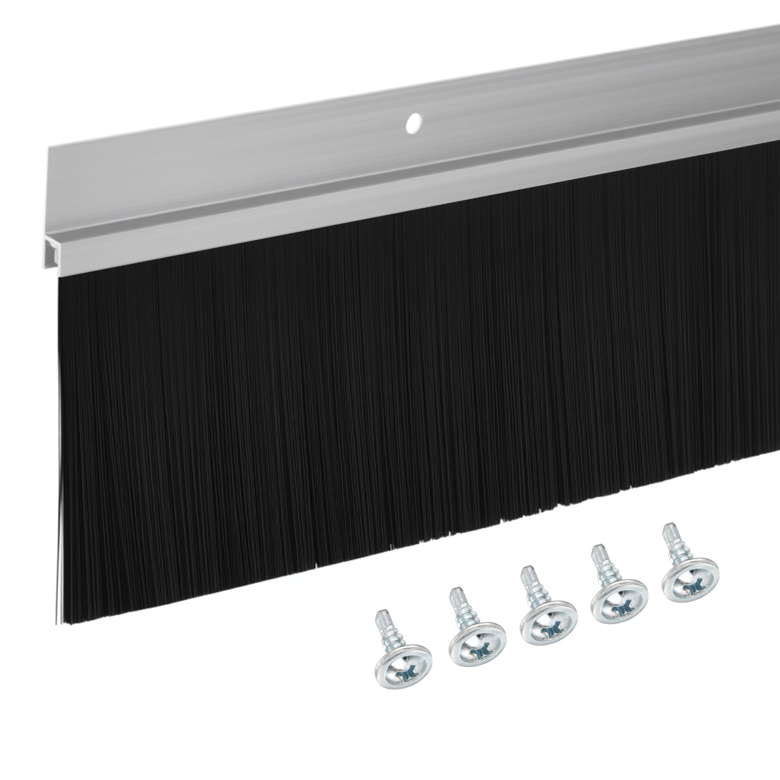 Unique Bargains Door Brush Bottom Sweep-1pc Weather Stripping with 3.94 Inch Black Nylon Brush Fits for Exterior Doors and Industrial Use-1.1 Inch Wide x 35.46 Inch Long Aluminum Alloy Base-Silver #S26011900UX4751